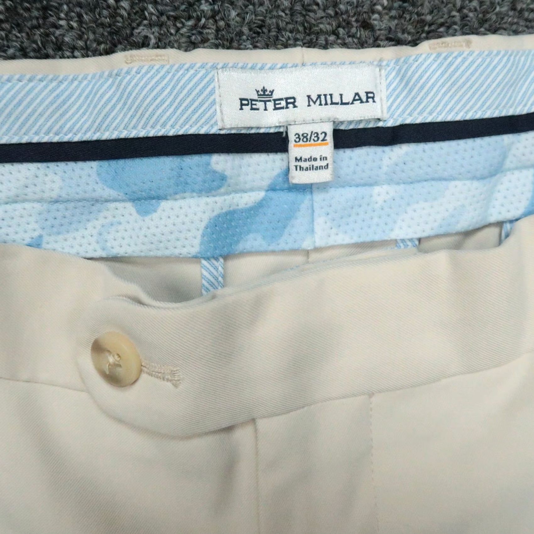 Peter Millar Peter Millar Pants Mens 38x32 Khaki Tan Durham High Drape Performance Trouser Chino Straight 32 In Inseam Regular Pockets Beige Size US 38 / EU 54 - 3 Thumbnail