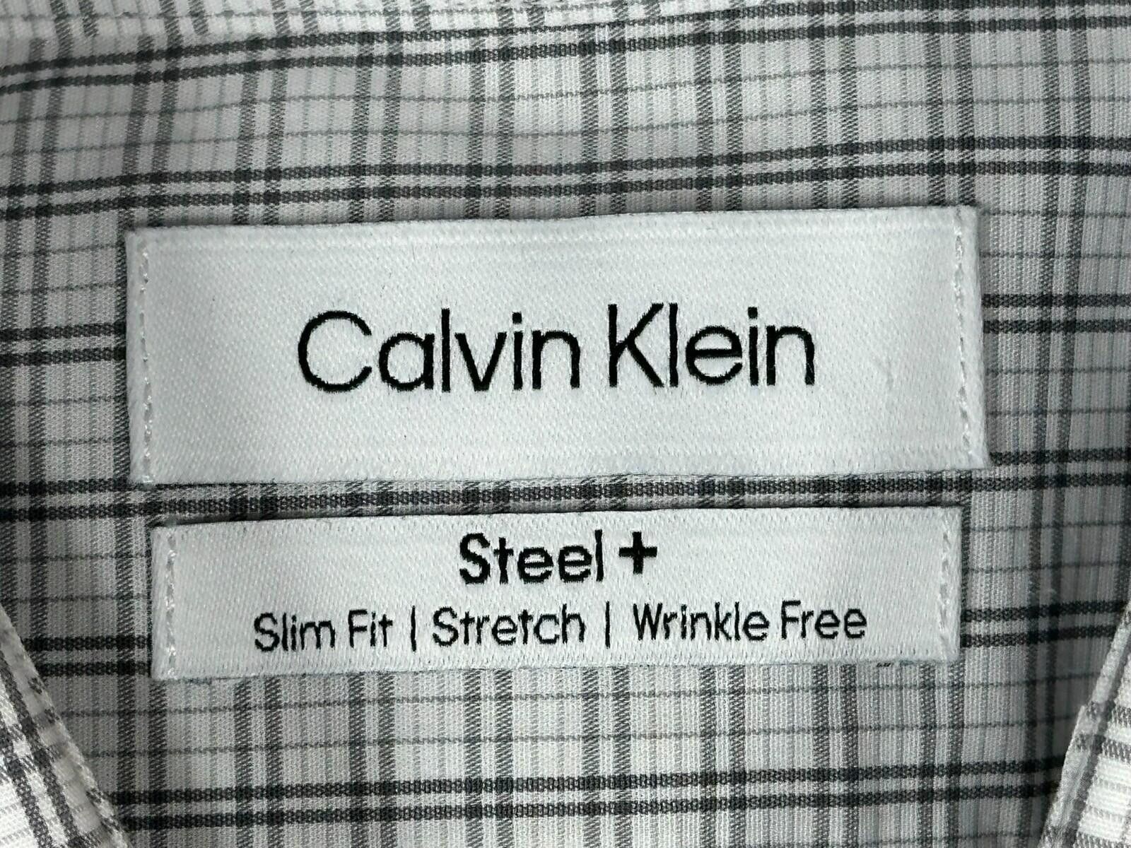 Calvin Klein Calvin Klein Slim Stretch Button Up Black Mens 15-34/35 XL Size 38R - 7 Thumbnail