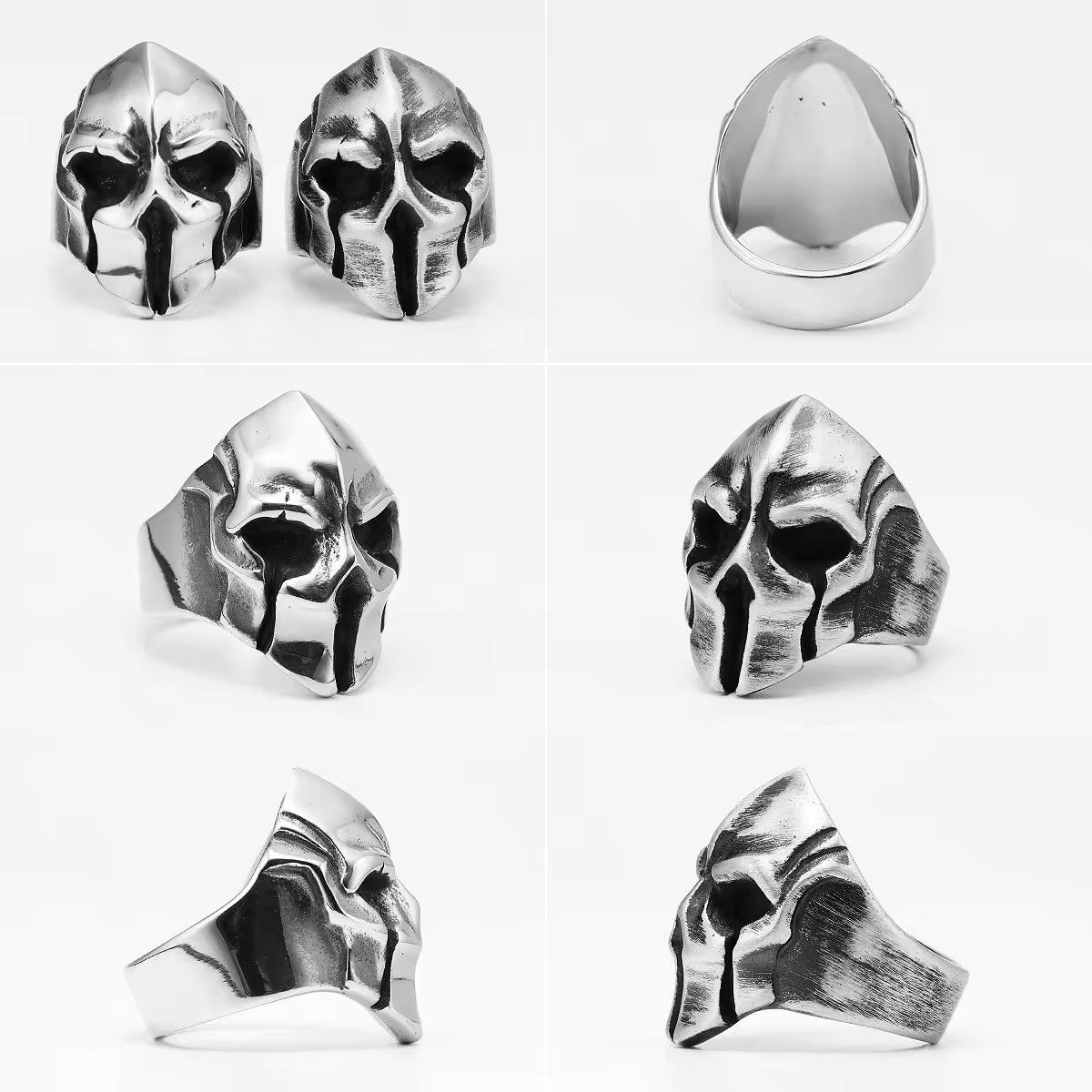 Vintage Stainless Steel Men Rings Spartan Helmet Warrior Size ONE SIZE - 2 Thumbnail