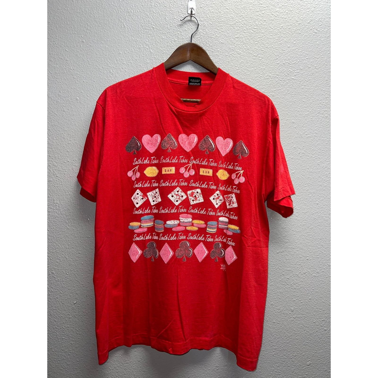 Vintage Vintage South Lake Tahoe Shirt Casino Heart Spade Tee 90s L Size US L / EU 52-54 / 3 - 1 Thumbnail