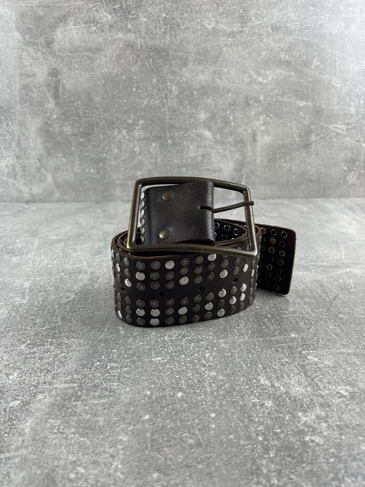 Seditionaries Vintage Wide Avant Garde Brown Grommet Rock Leather Belt Size ONE SIZE - 1 Thumbnail