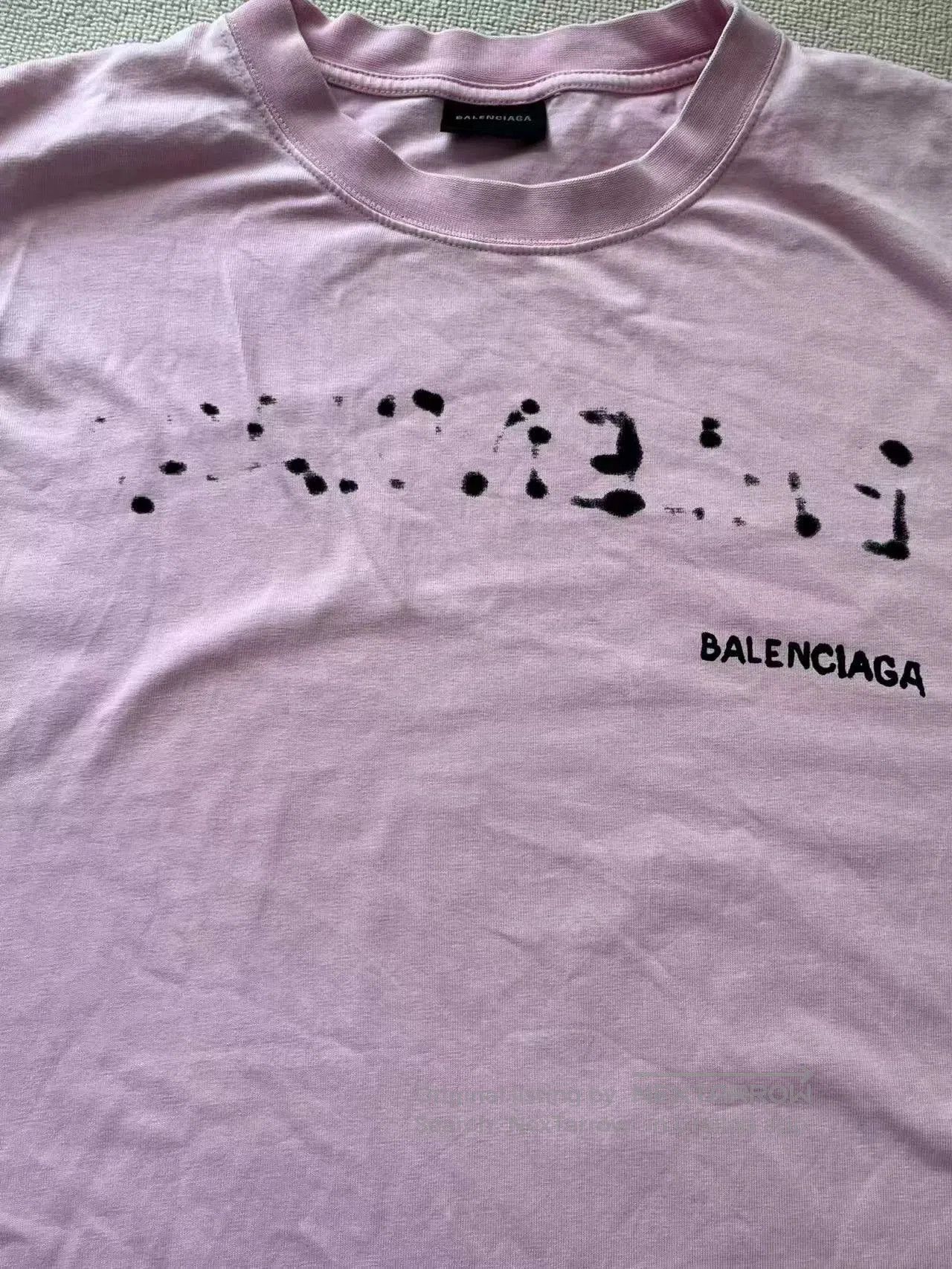 Balenciaga Balenciaga Pink Letter Print Short Sleeve T. Size L / US 10 / IT 46 - 3 Thumbnail