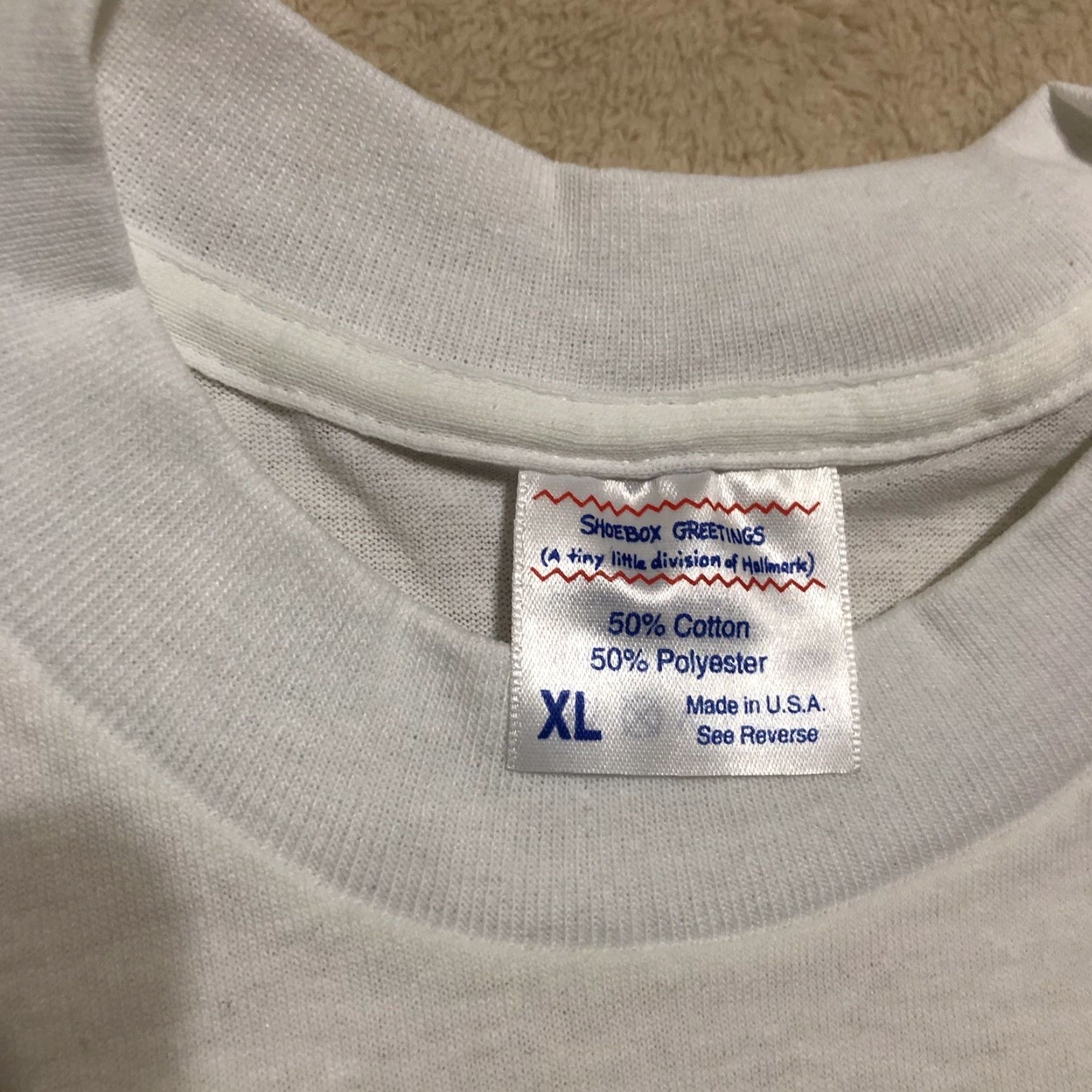 Vintage VINTAGE Shoebox Greetings Golf Shirt White T-Shirt Mens XL Regular Crew Neck Logo Size US XL / EU 56 / 4 - 4 Thumbnail