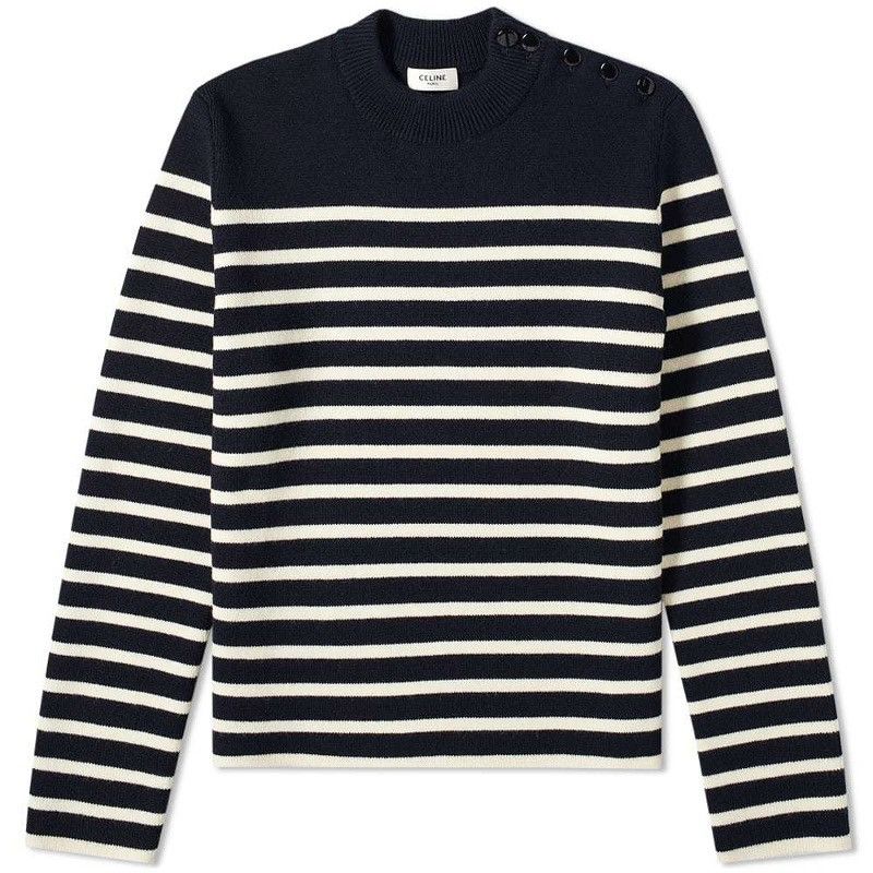 Celine Breton Stripe Crew Neck Knit Size US S / EU 44-46 / 1 - 1 Thumbnail