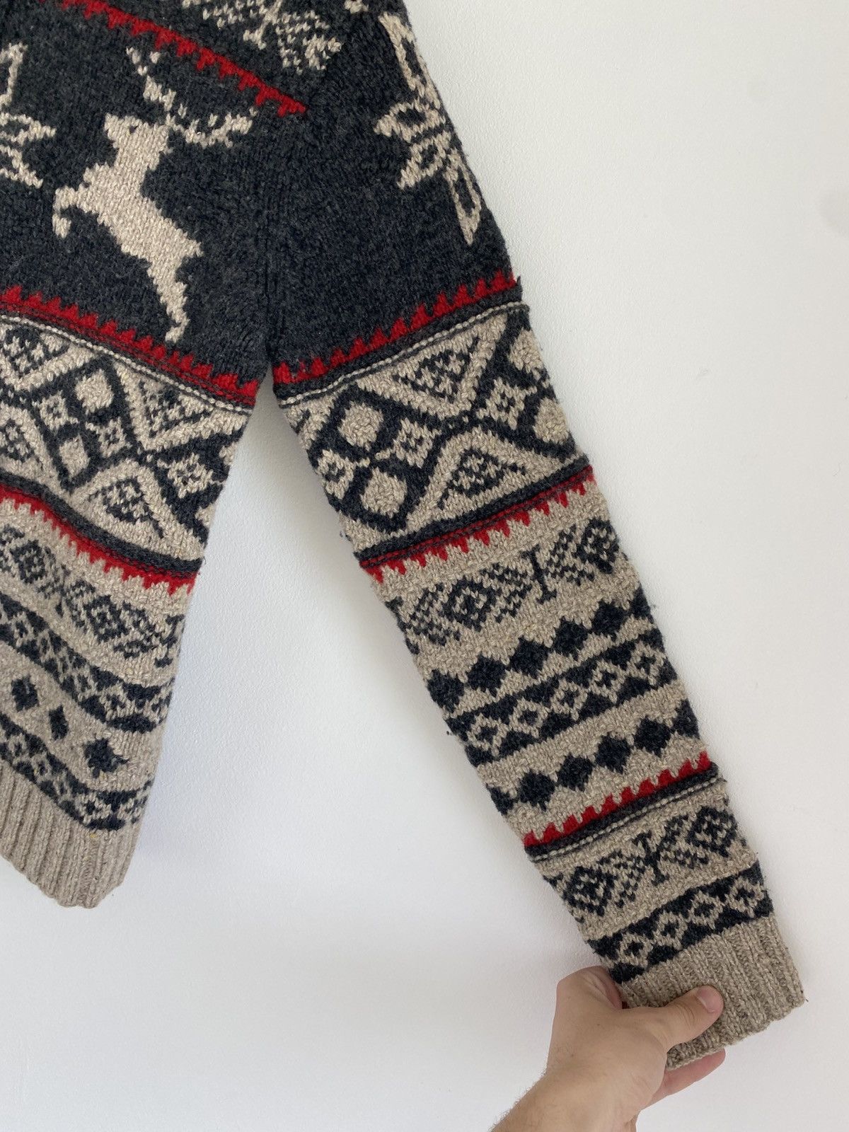 Polo Ralph Lauren × Vintage Vintage Ralph Lauren Wool Hand Knit Reindeer Zip Jacket Size US S / EU 44-46 / 1 - 5 Thumbnail