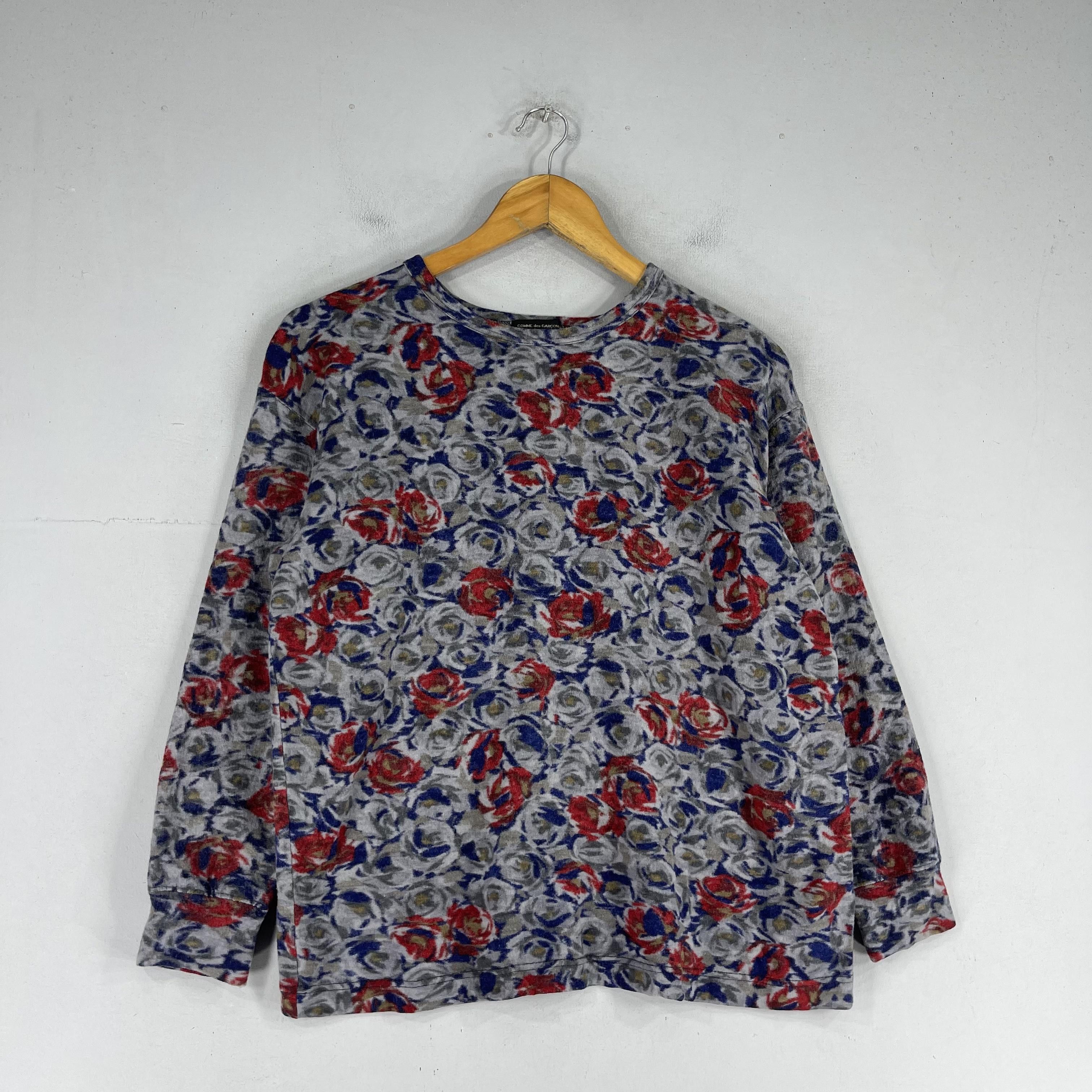 Comme des Garcons × Comme des Garcons Homme Plus × Vintage COMME DES GARCONS AD1988 Flower Motive Wool Sweater Size S / US 4 / IT 40 - 3 Thumbnail