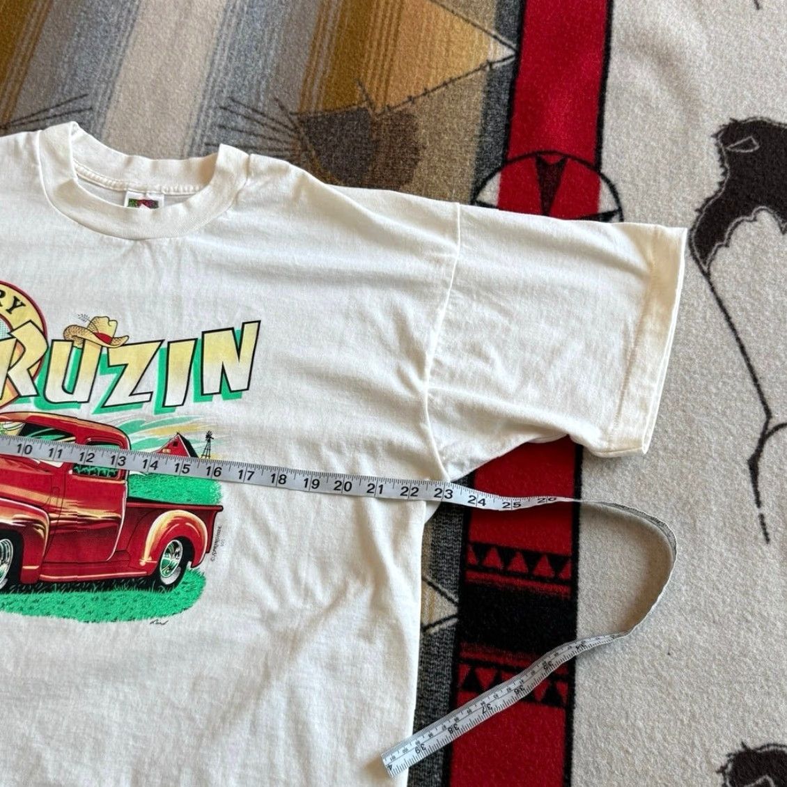 Fruit Of The Loom VINTAGE 90s Country Cruzin Farm Truck T-Shirt XL White Regular Short Sleeve Men Farming Size US XL / EU 56 / 4 - 5 Thumbnail