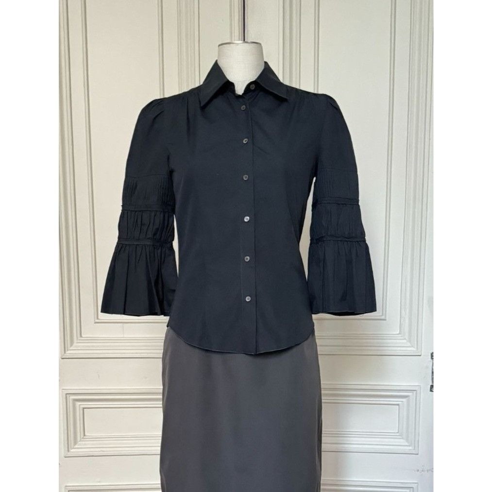 Miu Miu 1990s Black Cotton Shirt Size XS / US 0-2 / IT 36-38 - 1 Thumbnail