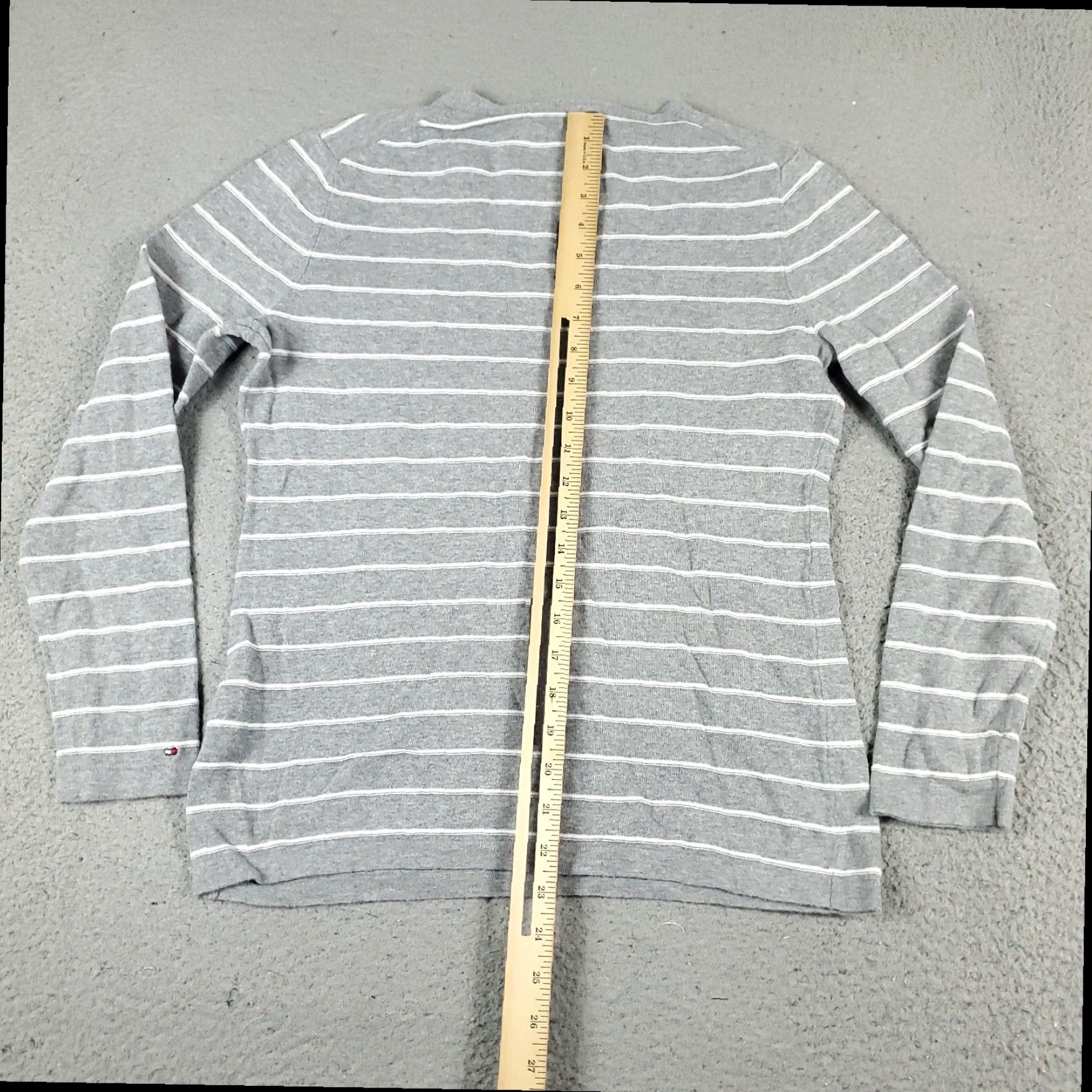 Tommy Hilfiger Tommy Hilfiger Striped Crew Neck Long Sleeve Pullover Womens Medium Gray Cotton T Shirt Size M / US 6-8 / IT 42-44 - 5 Thumbnail