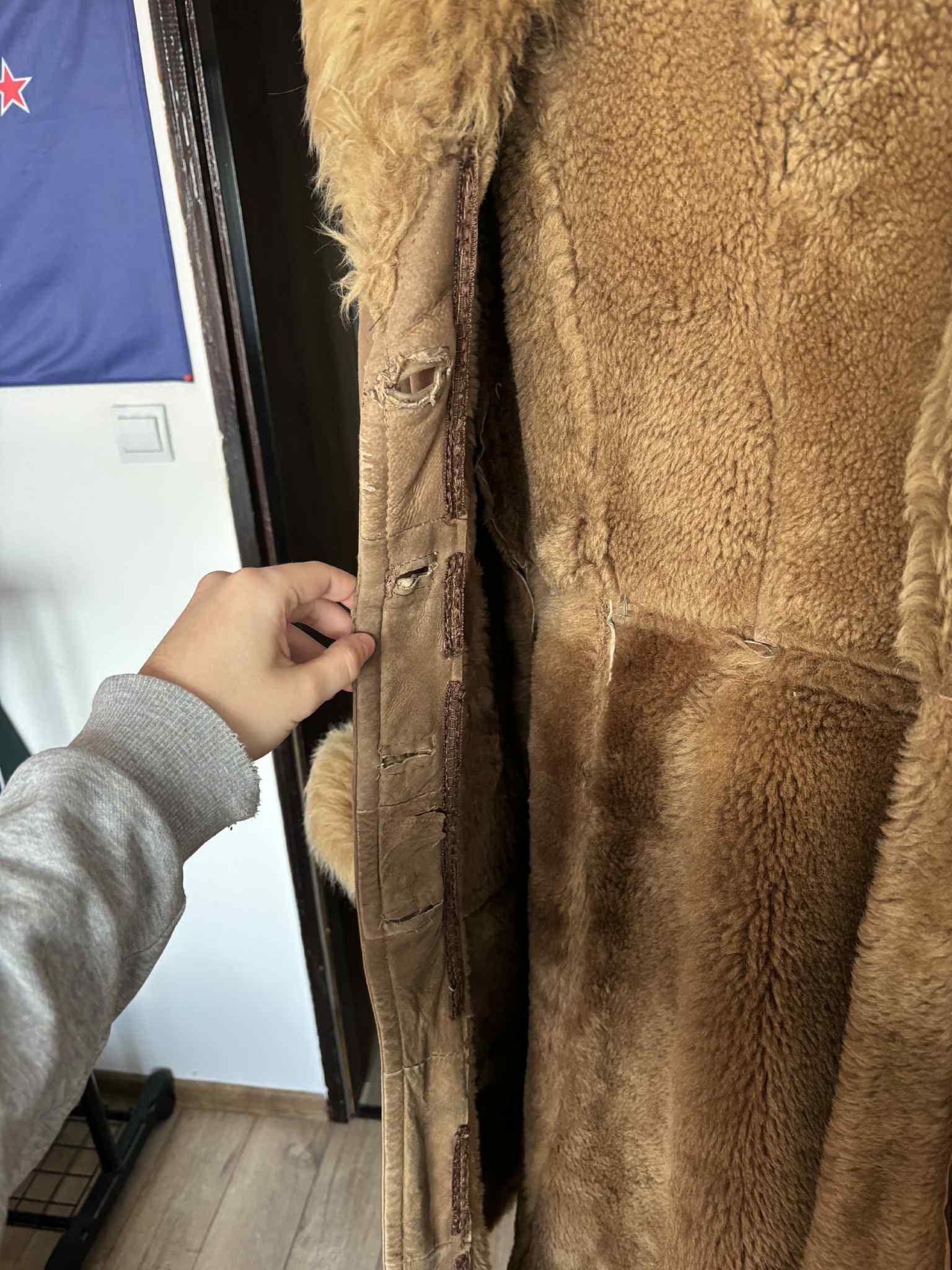 Other beige long coat fur long 1980s vintage women's jacket Size L / US 10 / IT 46 - 4 Thumbnail