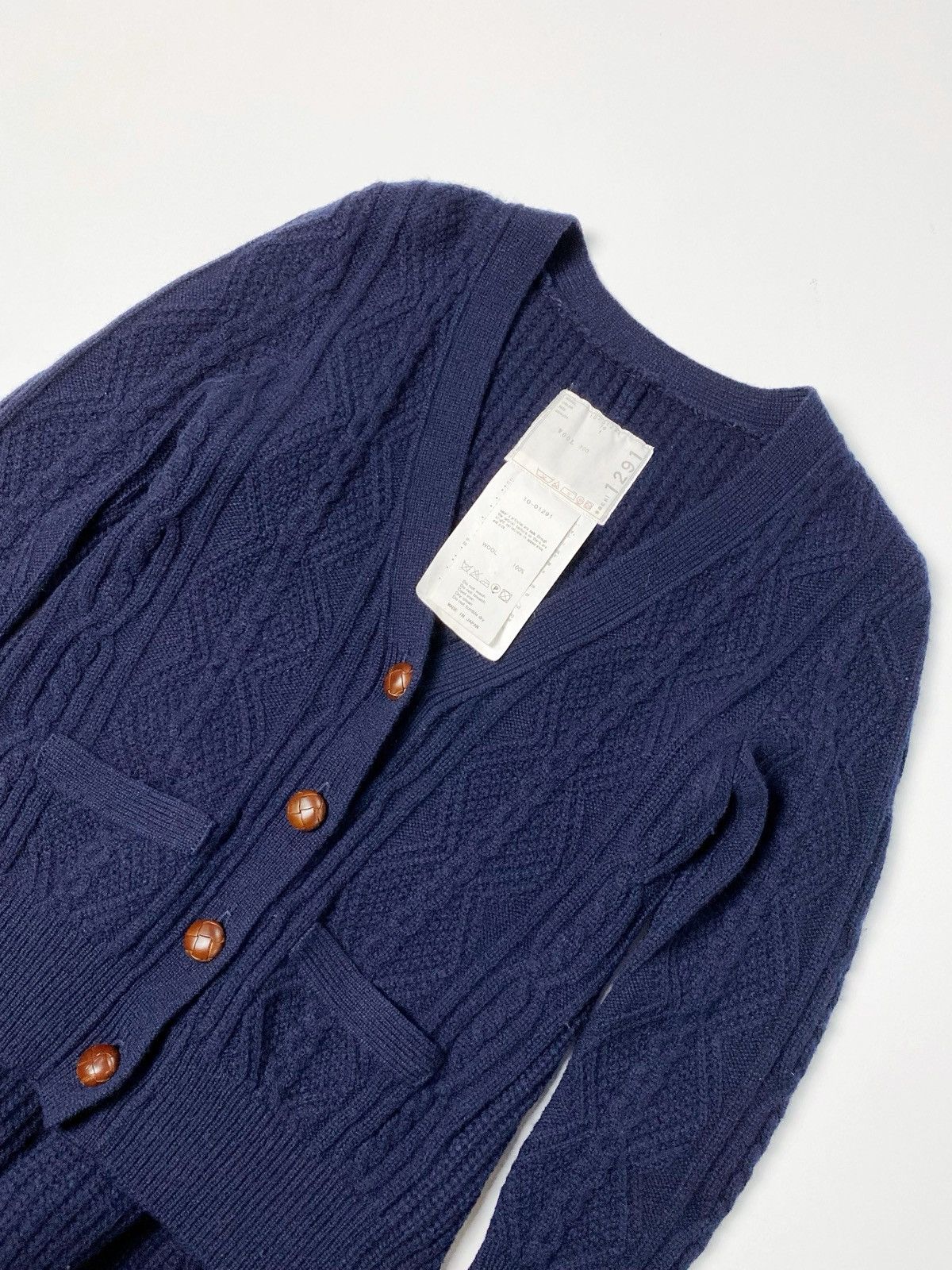 Sacai SACAI - Sacai 1291 Navy Wool Knit Cardigan Sweater Size S / US 4 / IT 40 - 6 Thumbnail
