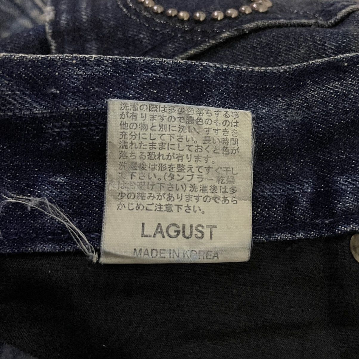 If Six Was Nine × Japanese Brand × Le Grande Bleu (L.G.B.) 🇯🇵☠️ LAGUST WASHED SKULL FLARE DENIM PANTS Size US 31 - 13 Thumbnail