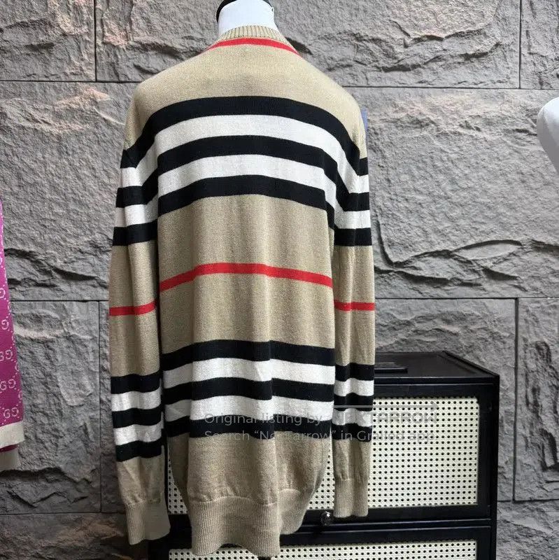 Burberry Burberry Beige Wool Cardigan with Stripes. Size M / US 6-8 / IT 42-44 - 2 Thumbnail