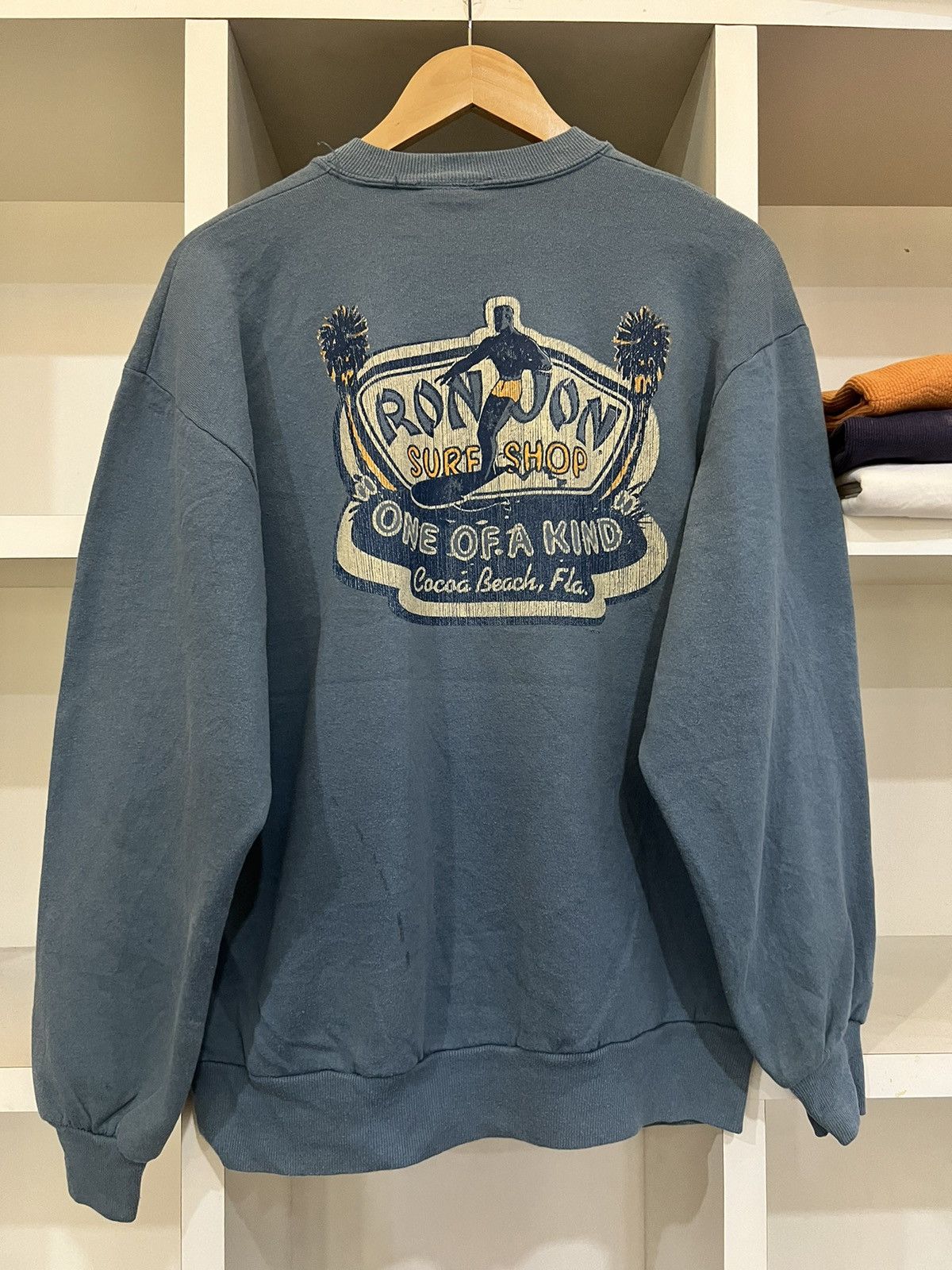image of Vintage Ron Jon Surf Shop Sweatshirt in Blue, Men's (Size Medium)