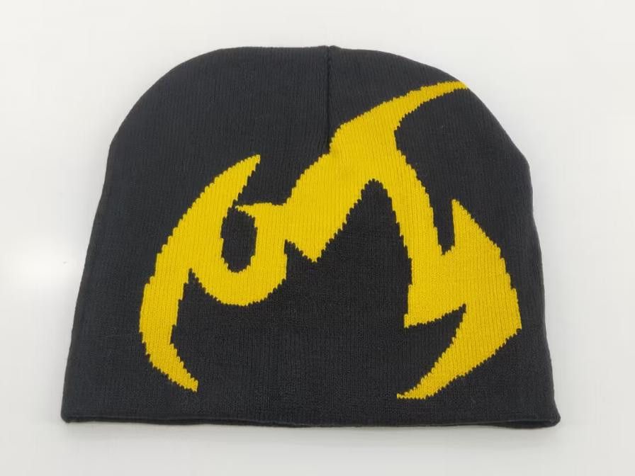 Other Fire Flame Graphic No Cuff Skull Cap Unisex Beanie Hat Black Size ONE SIZE - 1 Thumbnail