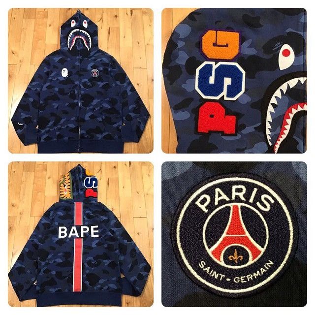 Bape Shark Psg Hoodie Grailed