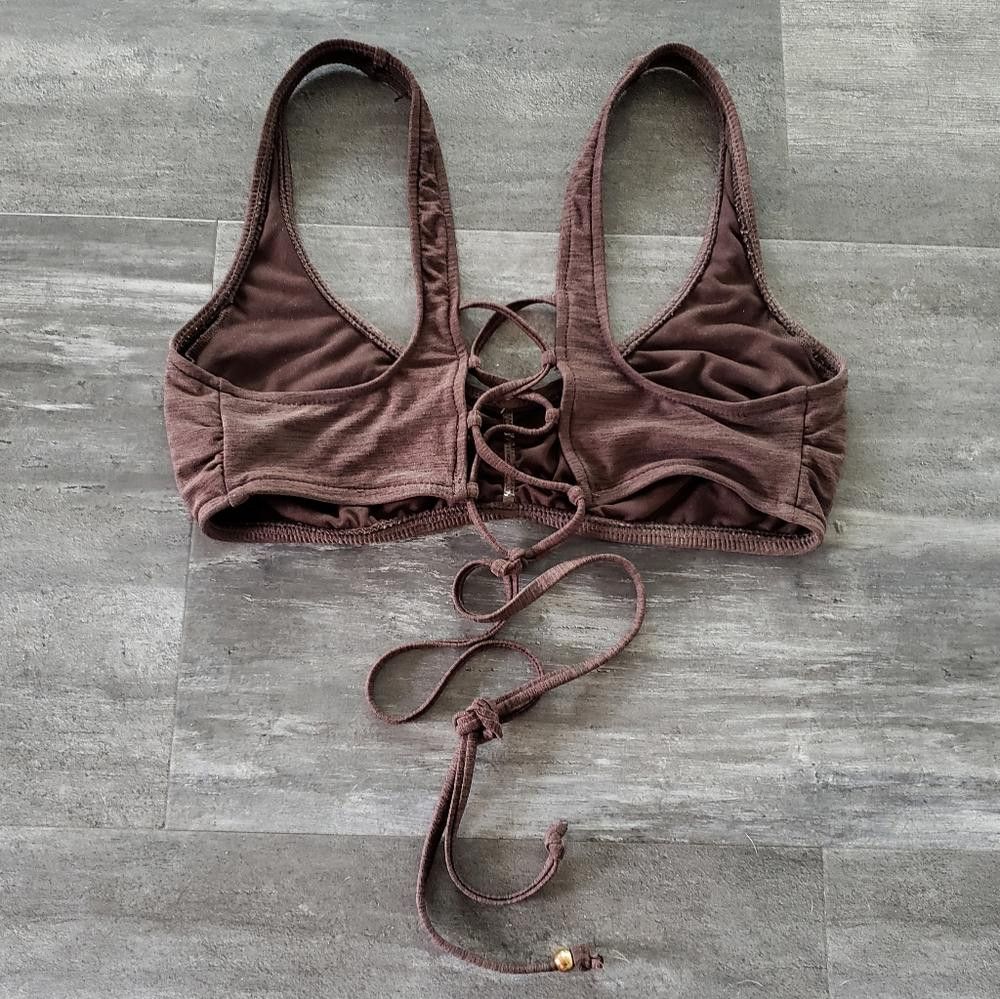 Designer Dark Chocolate Heathered Mossimo Bikini Top Size ONE SIZE - 2 Thumbnail