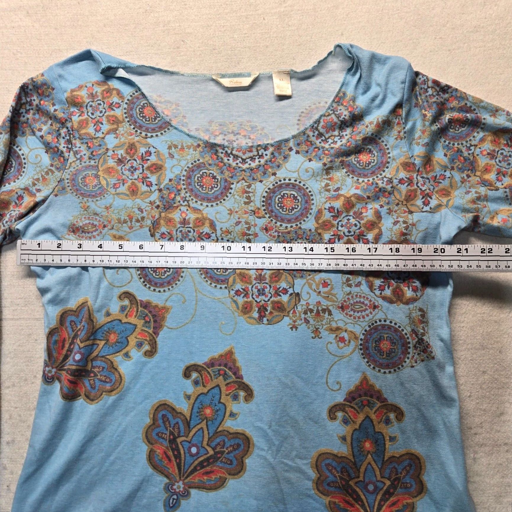 Vintage Riders Shirt Adult Women XL Blue Floral Casual T-Shirt, Short Sleeve, Cotton Blend, 100% Cotton, Women's XL, Floral Pattern, Casual Everyday Wear Size XL / US 12-14 / IT 48-50 - 4 Thumbnail