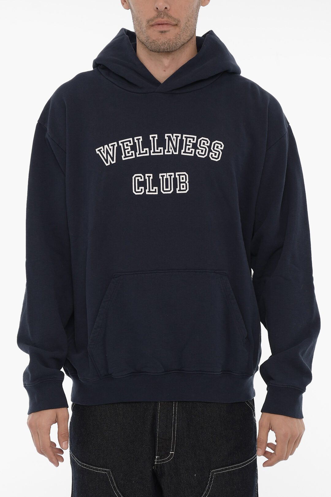 image of Sporty Rich Og1Mm0524 Fleeced Cotton Hoodie In Blue, Men's (Size Large)