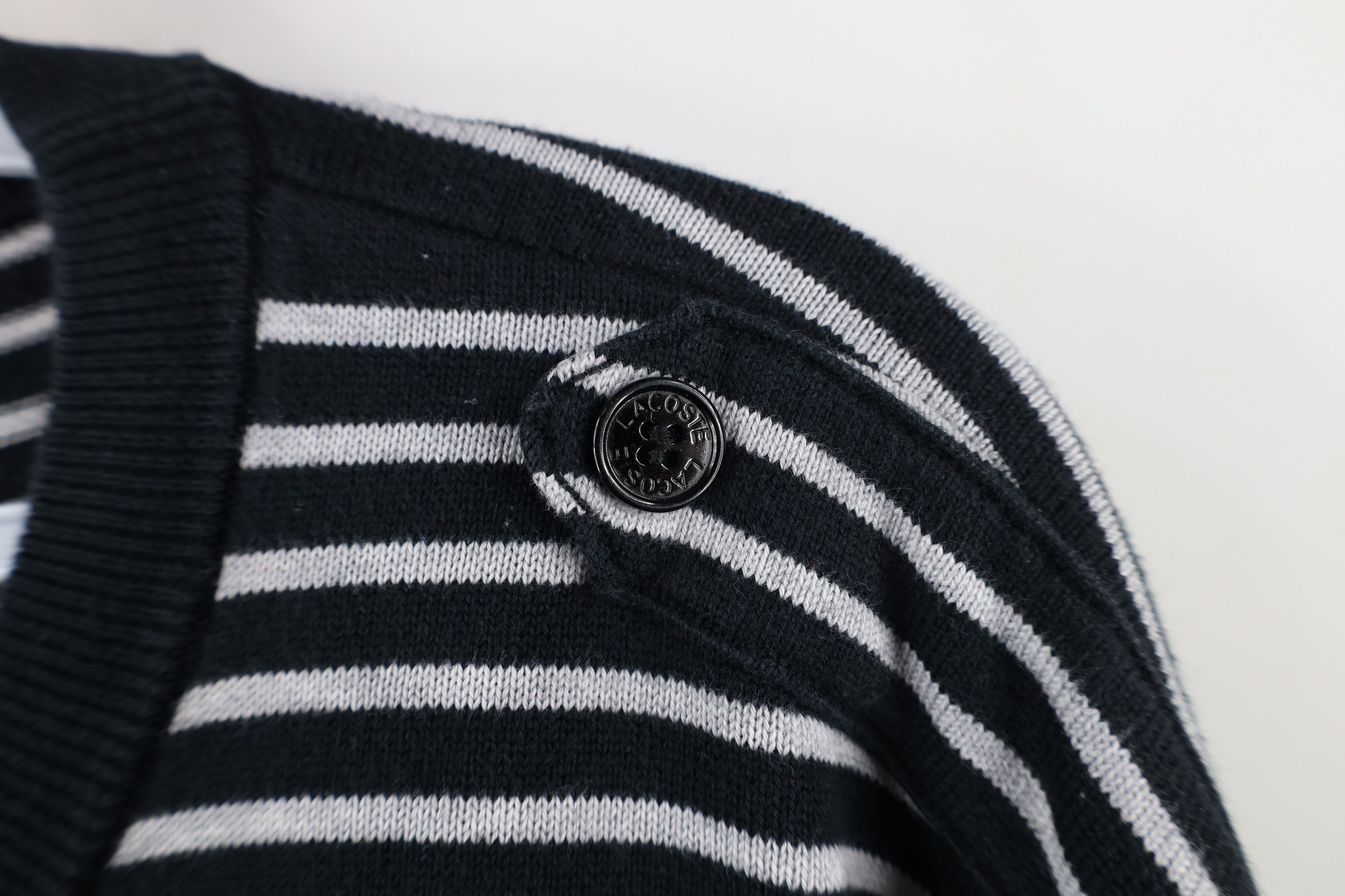 Lacoste × Vintage Vintage Lacoste Military Style Logo Striped Knit Sweater Size US L / EU 52-54 / 3 - 5 Thumbnail