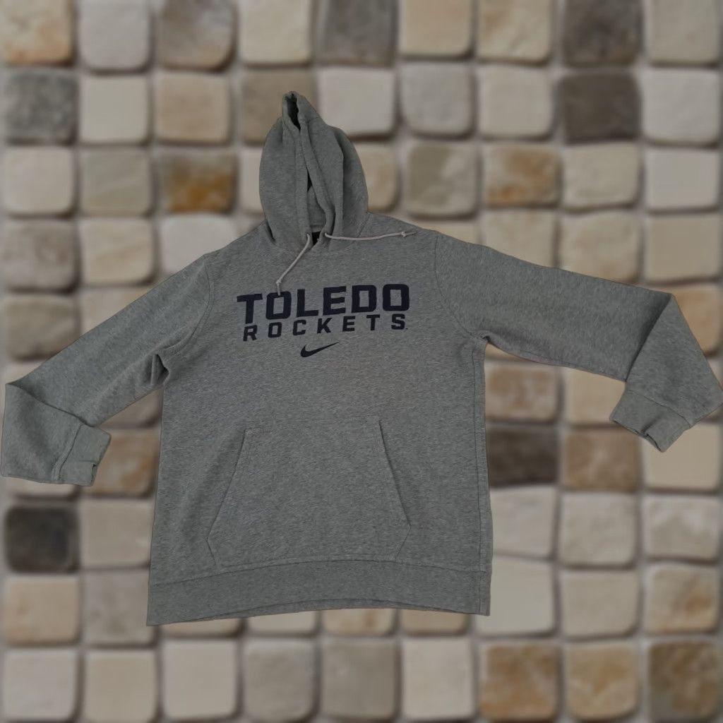 Nike VINTAGE Toledo University Rockets Hooded Sweatshirt Nike L Gray Unisex Adults Sweatshirt Hooded Pullover Basketball 90s? Size US L / EU 52-54 / 3 - 1 Thumbnail