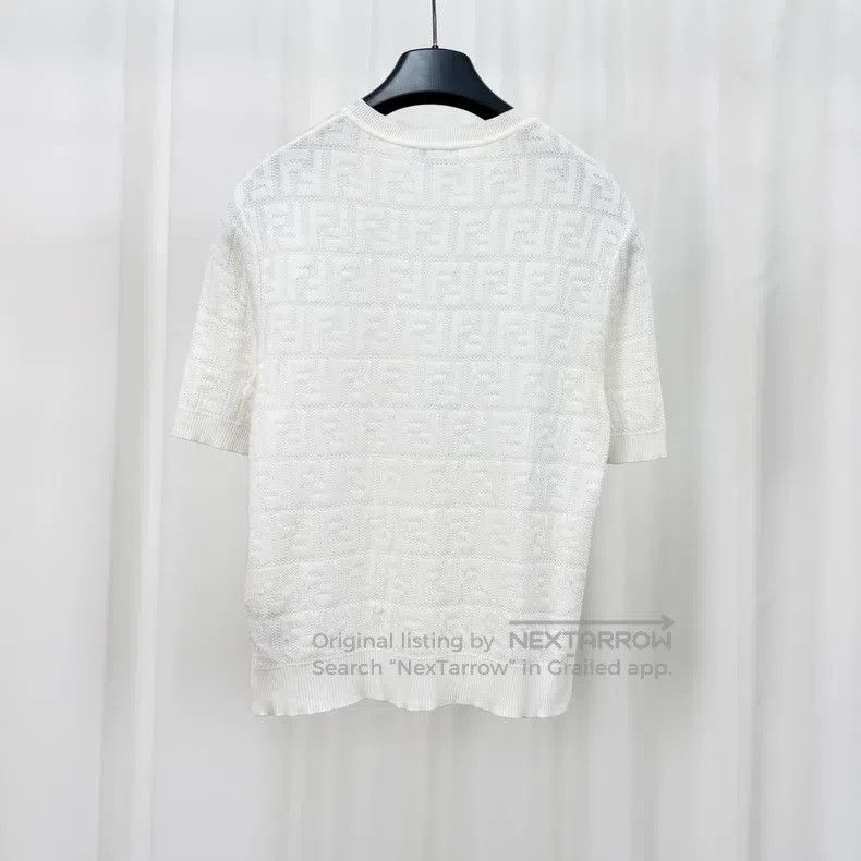 Fendi Fendi Full Print Openwork Monogram Knit Short Sleeve Size XS / US 0-2 / IT 36-38 - 2 Thumbnail