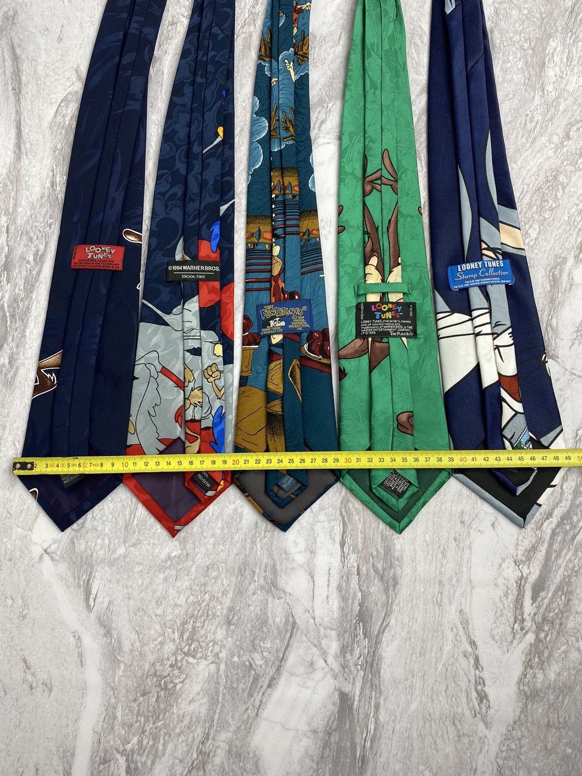 Warner Bros Lot of 5 Vintage 90s Looney Tunes Ties Warner Bros Cartoon Size ONE SIZE - 9 Thumbnail