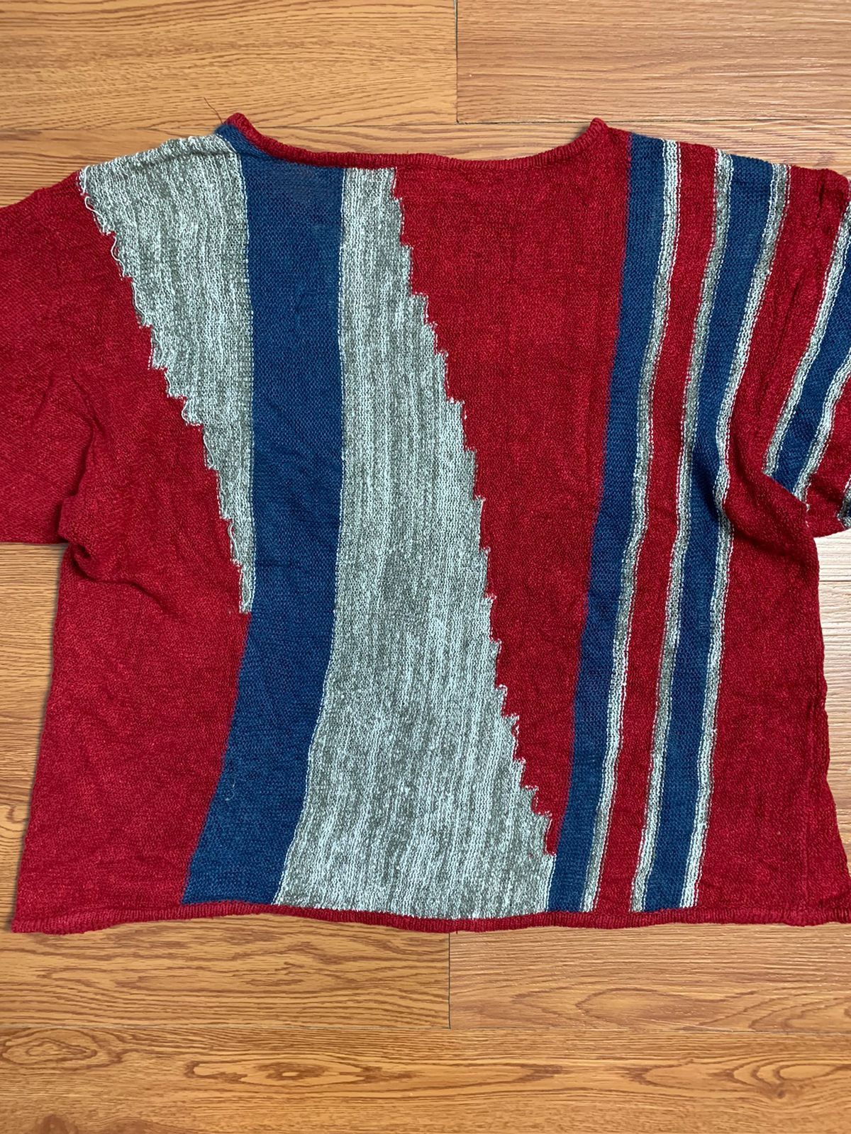 Issey Miyake 70/80s Issey Miyake Patterned Short Sleeve Knitwear Size US M / EU 48-50 / 2 - 7 Thumbnail