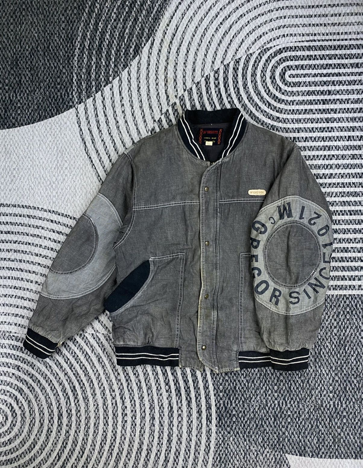 McGregor Vintage 90s McGregor Denim Big Spell On Sleeve Bomber Jacket Size US M / EU 48-50 / 2 - 2 Thumbnail