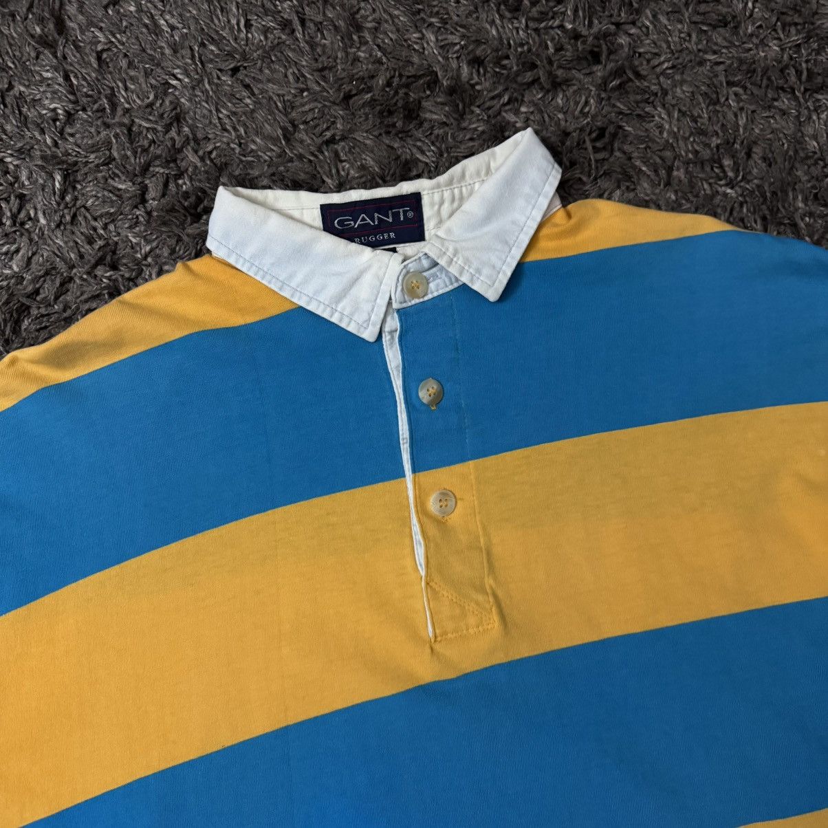 Gant Gant Polo with Blue and Yellow Stripes Size US M / EU 48-50 / 2 - 2 Thumbnail