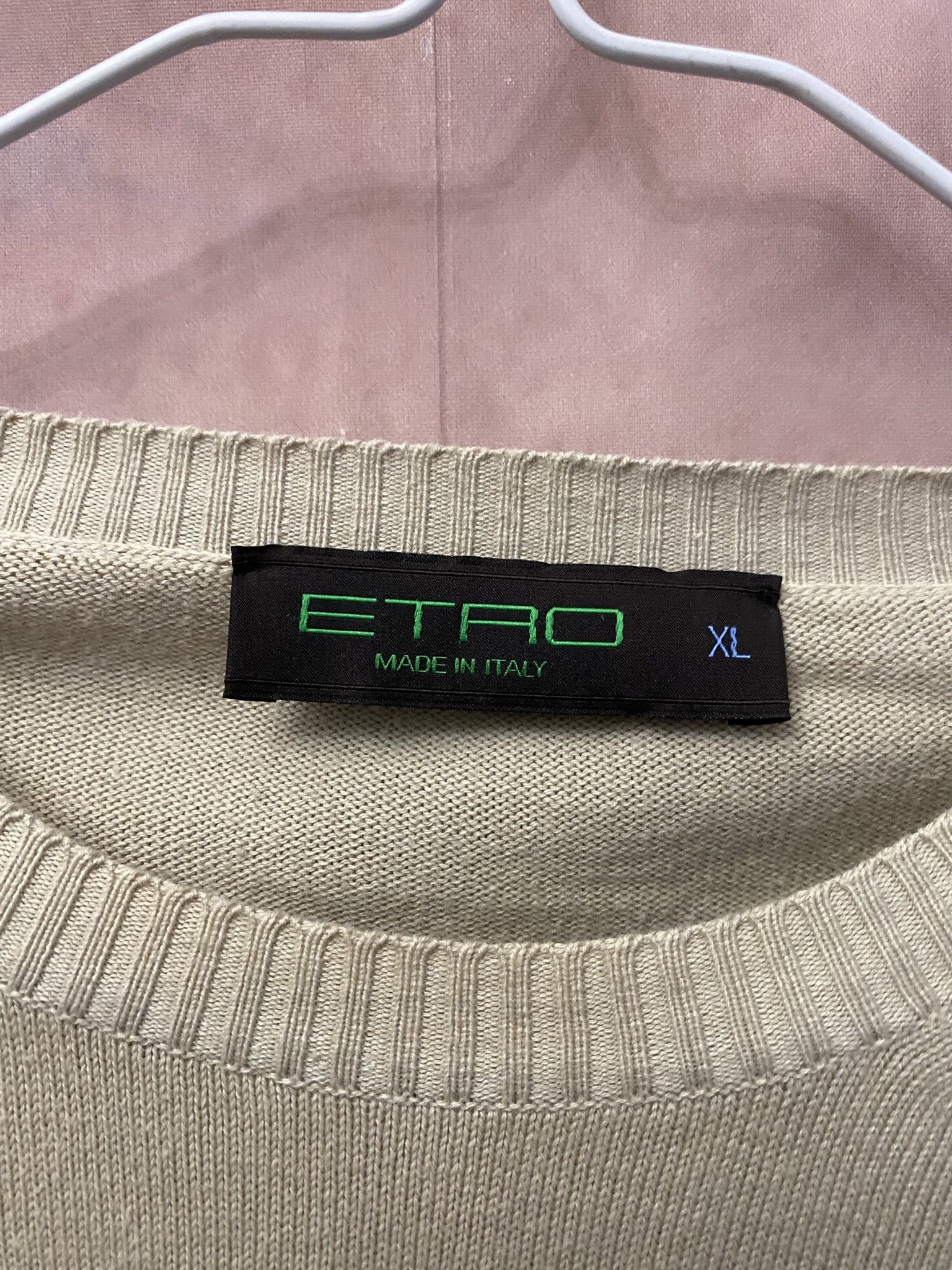 Designer × Etro Etro Beige Knit Cotton Sweater Size US XL / EU 56 / 4 - 2 Thumbnail