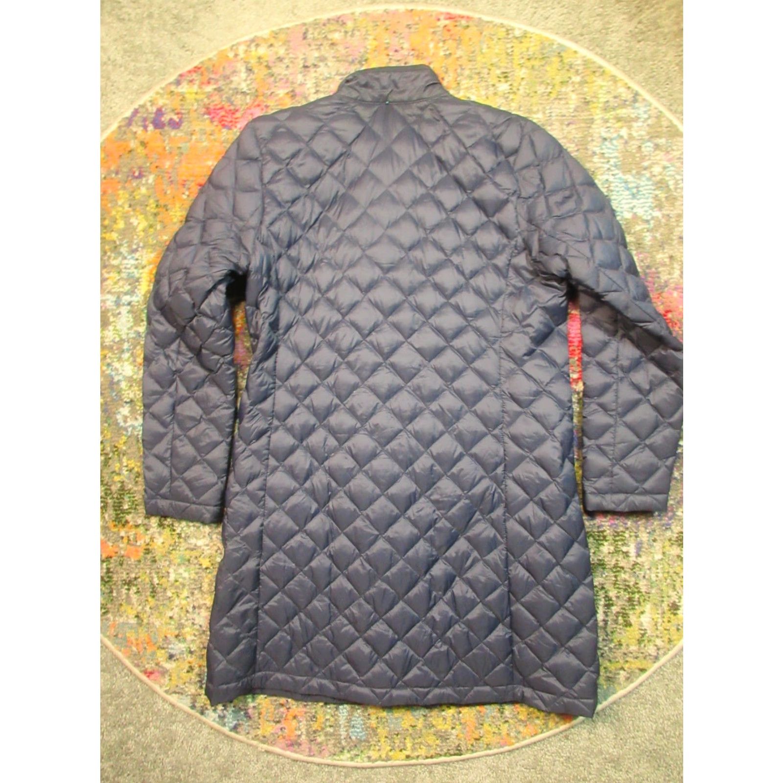 J. Jill J Jill Down Puffer Jacket Parka Womens S Navy Snap Front Quilted Long Lightweight Coat Size S / US 4 / IT 40 - 2 Thumbnail