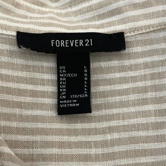 Forever 21 Forever 21 Linen Blend Striped Button Down Shirt Large Size L / US 10 / IT 46 - 2 Thumbnail
