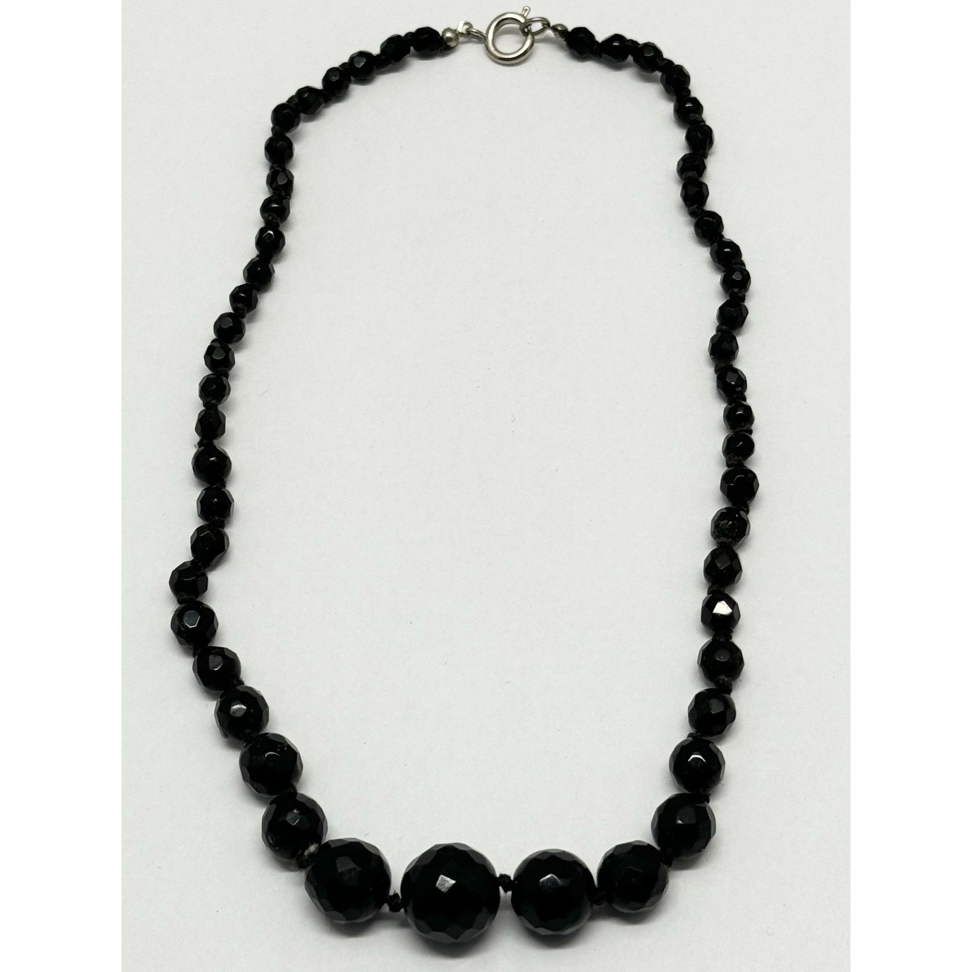 Vintage Vintage jet black glass beaded crystal necklace Size ONE SIZE - 1 Thumbnail