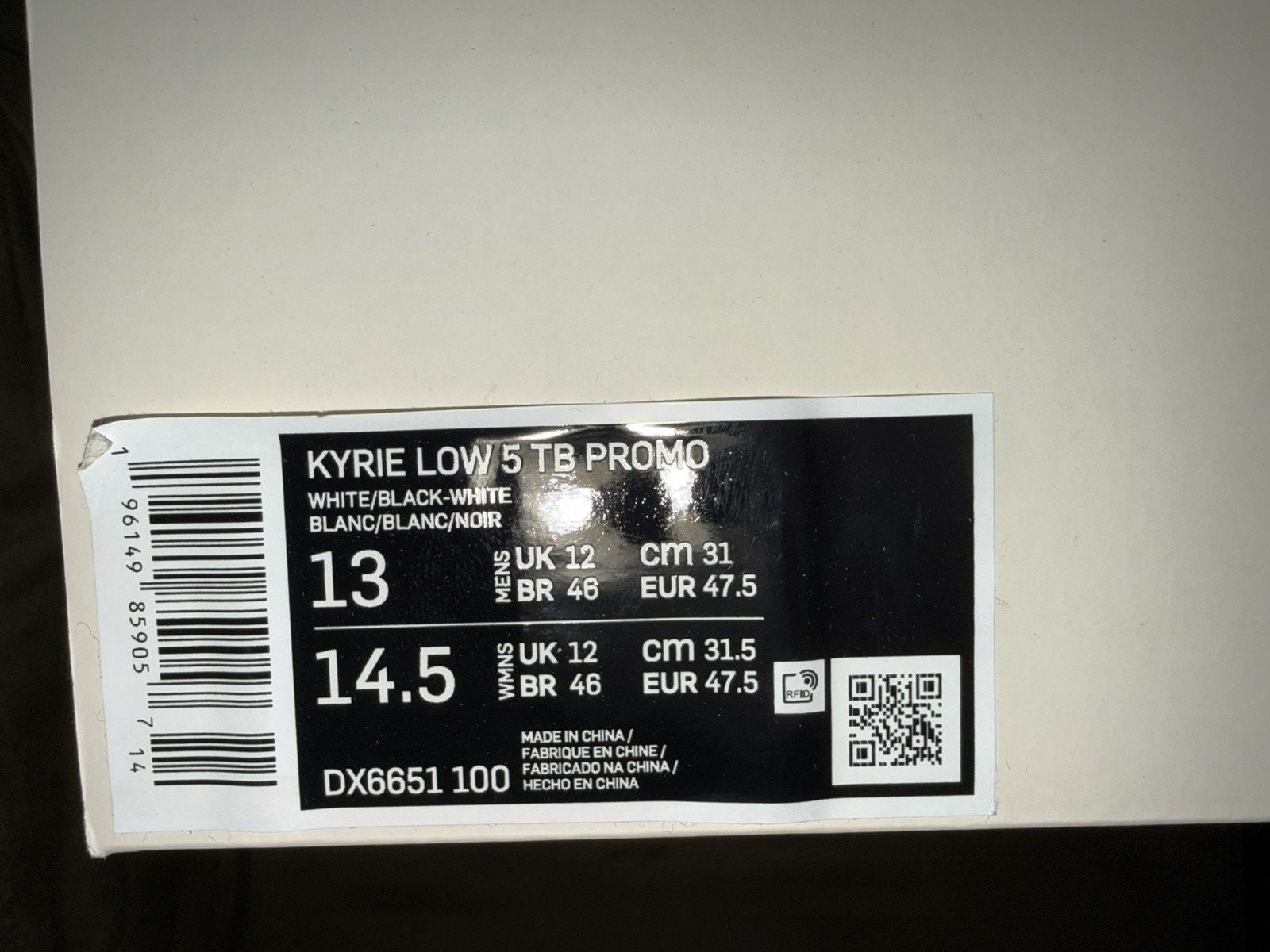 Nike Nike Kyrie 5 TB Promo (players only) “Panda” wht/blk, NEW!! Size US 13 / EU 46 - 4 Thumbnail