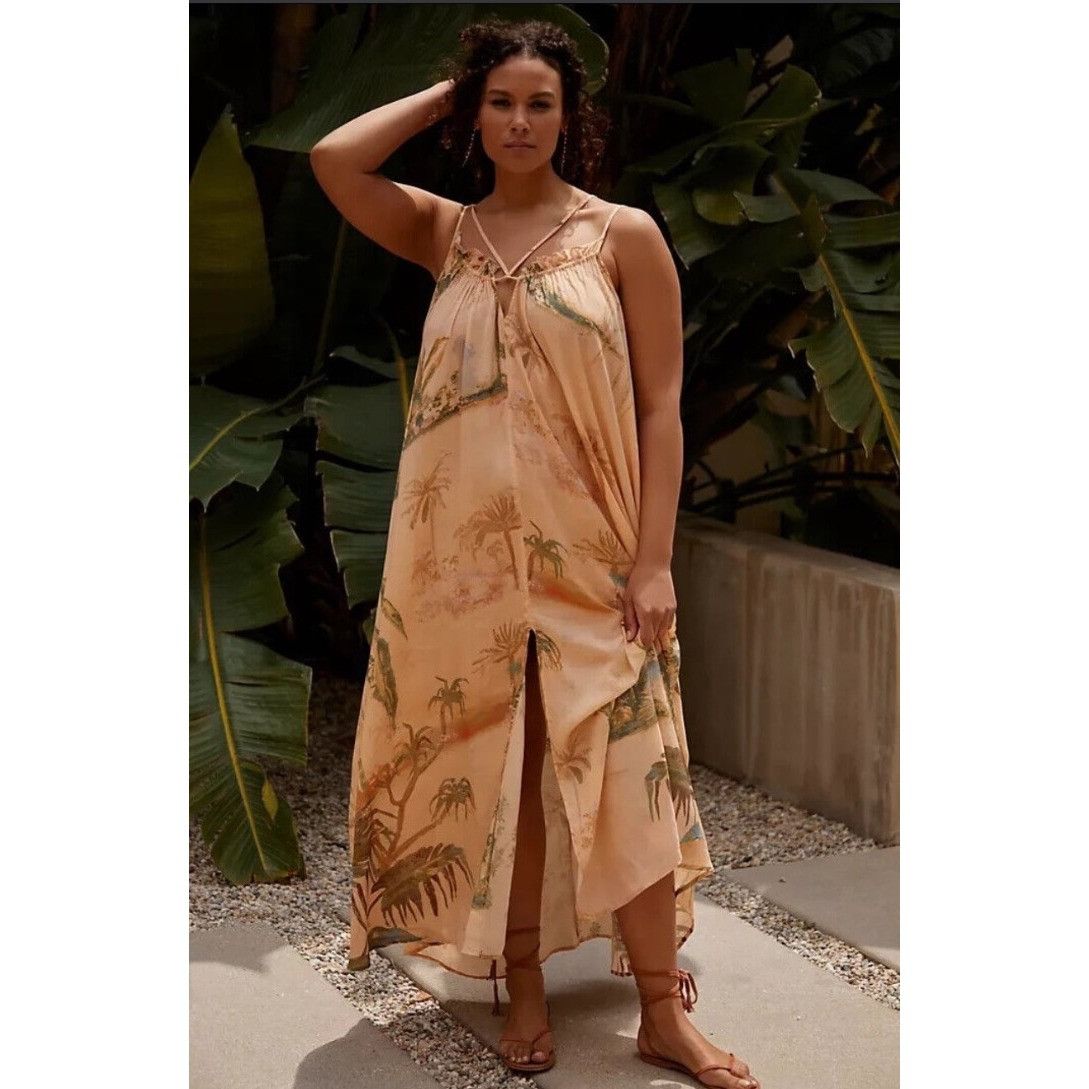 Anthropologie Anthropologie Strappy Sheer Midi Cover-Up Dress Size XXS / US 00 / IT 34 - 4 Thumbnail
