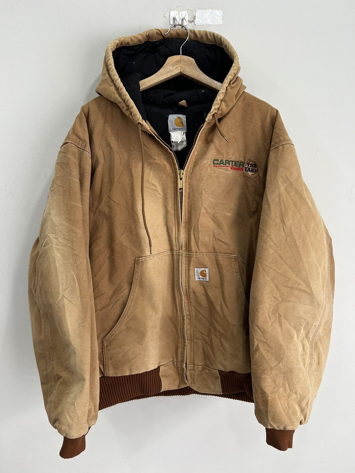 vintage Carhartt sun fadeフード付きジャケット ブラウン Vintage 1990s Carhartt Sun Faded Hooded Work Jacket