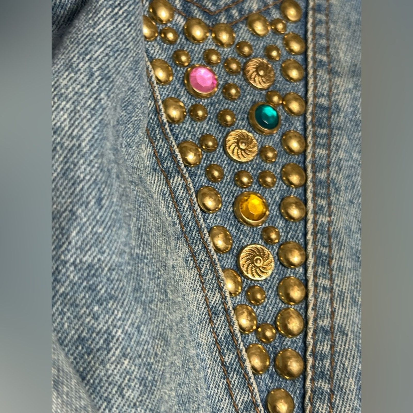 Vintage Vintage 80s Gazoz Bedazzled Jean Denim Jacket MADE IN USA Size L / US 10 / IT 46 - 4 Thumbnail