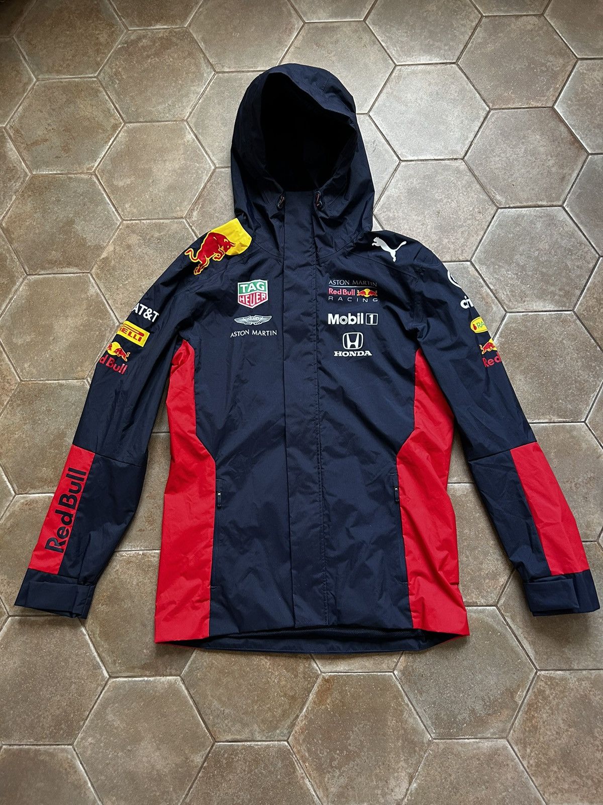 image of Puma Red Bull Team F1 Rain Jacket in Blue, Men's (Size Small)