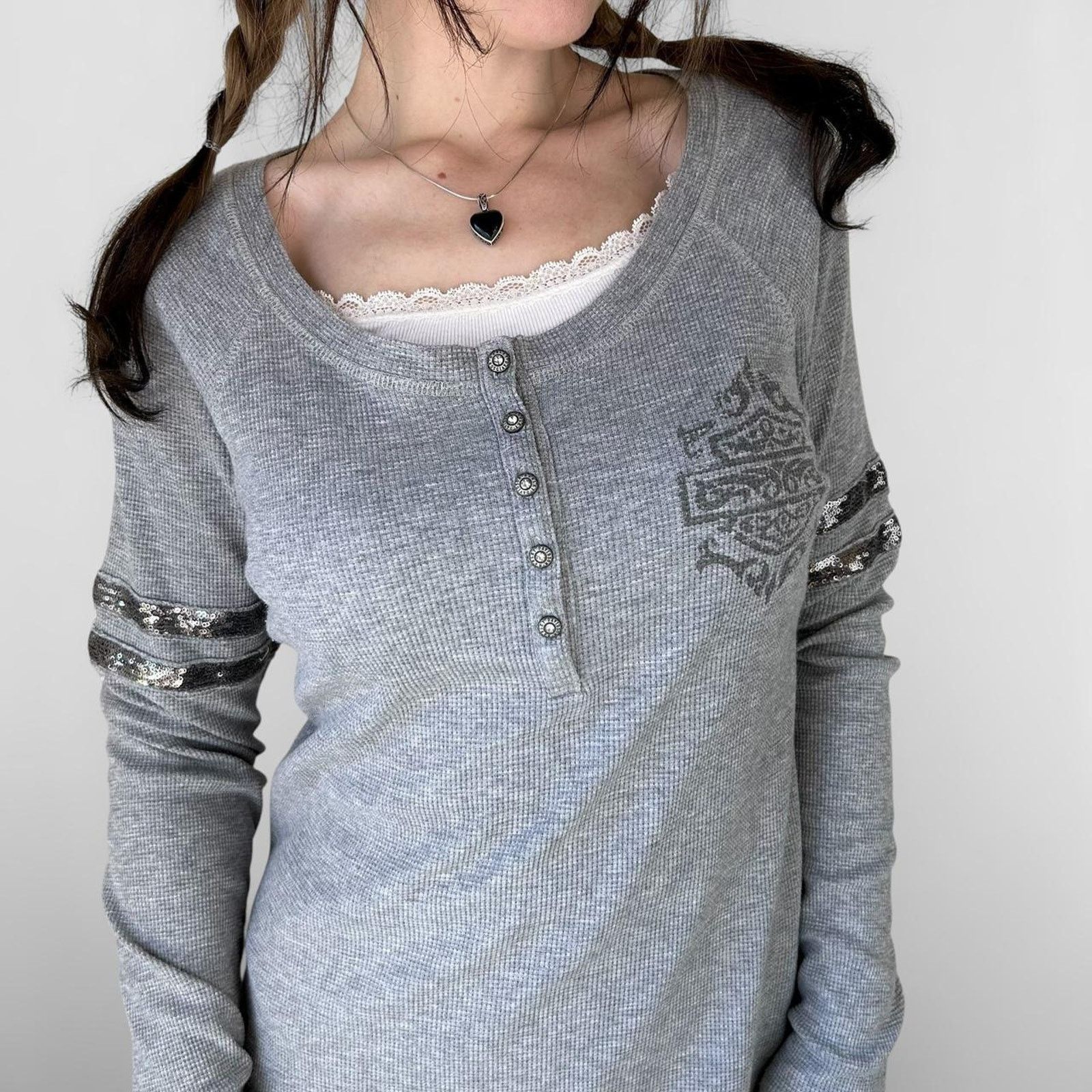 Harley Davidson y2k waffle knit harley biker henley top Size L / US 10 / IT 46 - 3 Thumbnail