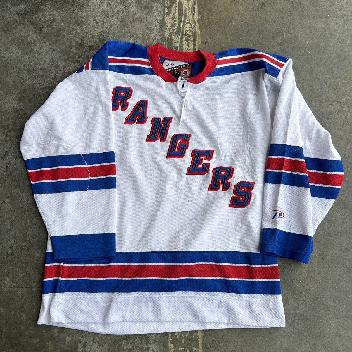 image of Nhl x Pro Player 1999 Pro Player New York Rangers Away Jersey in White, Men's (Size Large)