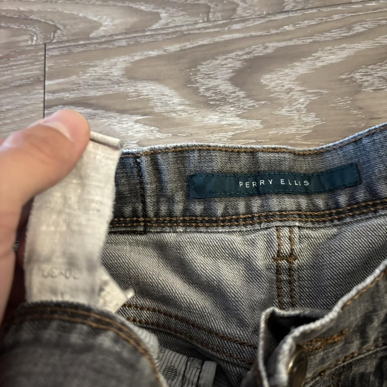 Perry Ellis Crazy Vintage Y2K/2000s Grunge Faded Grey Perry Ellis Slim Denim Jeans! 30x30 Size US 30 / EU 46 - 8 Thumbnail