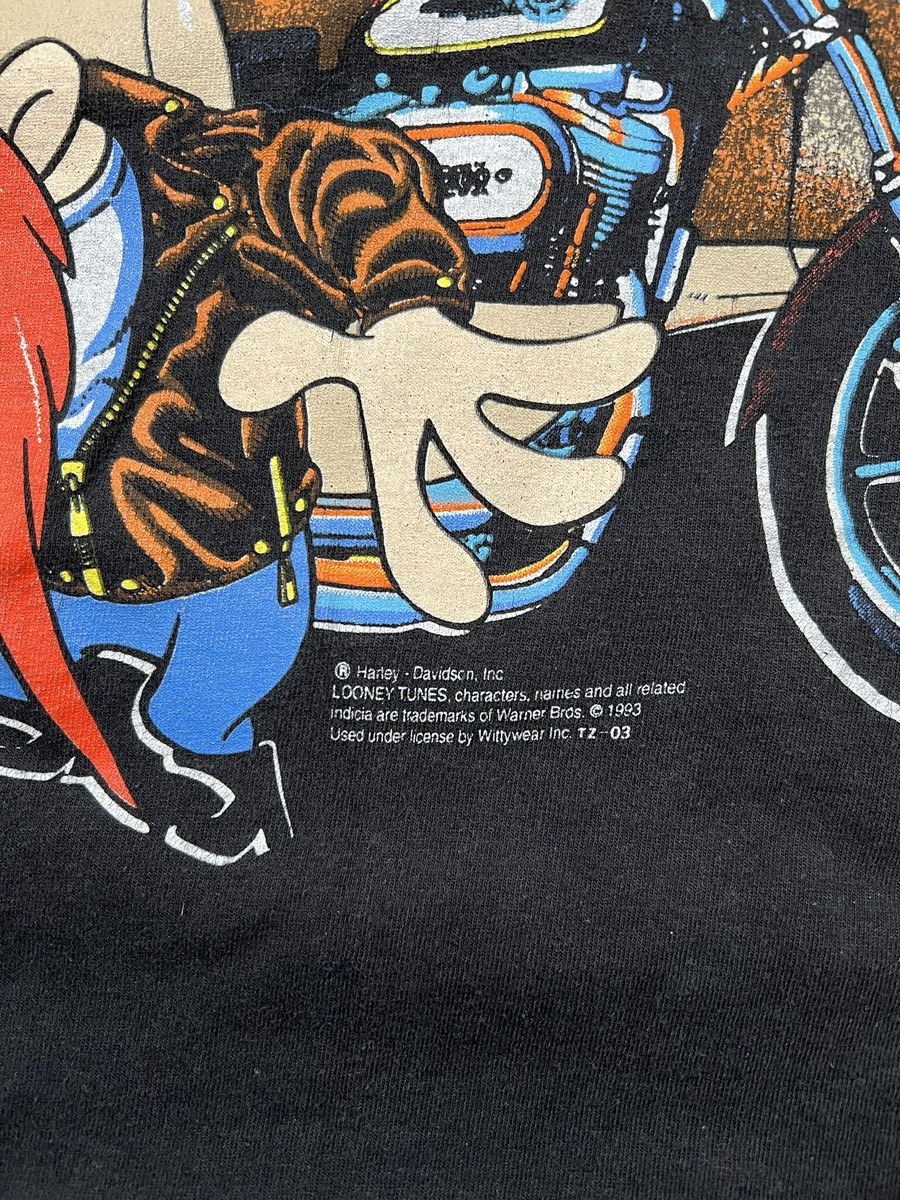 Harley Davidson Vintage 90s Harley Davidson Looney Tunes Single Stitch Tee Size US L / EU 52-54 / 3 - 3 Thumbnail