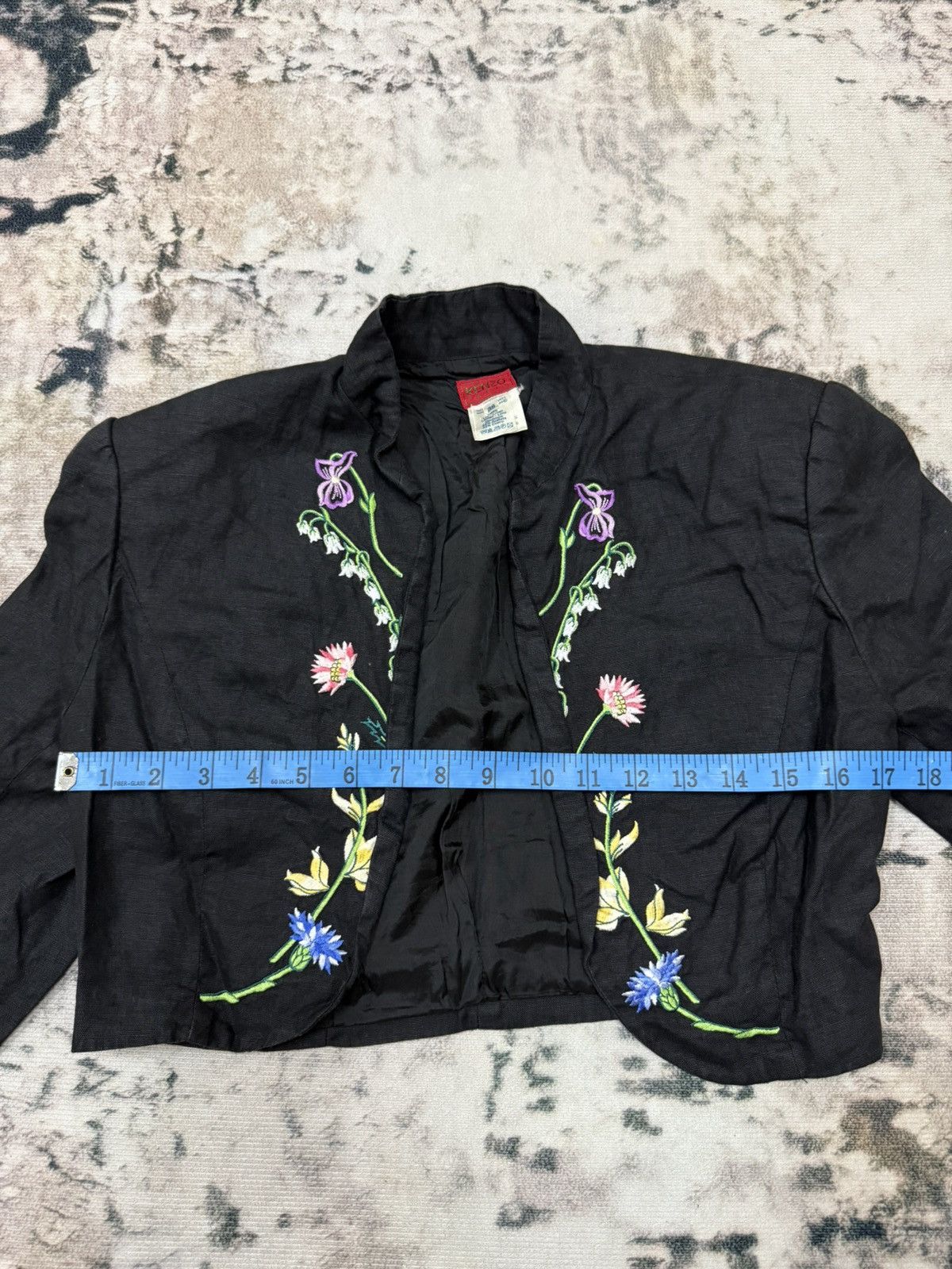 Japanese Brand × Kenzo × Vintage Vintage Kenzo Black Linen Embroidered Floral Boho Short Open Size XS / US 0-2 / IT 36-38 - 11 Thumbnail