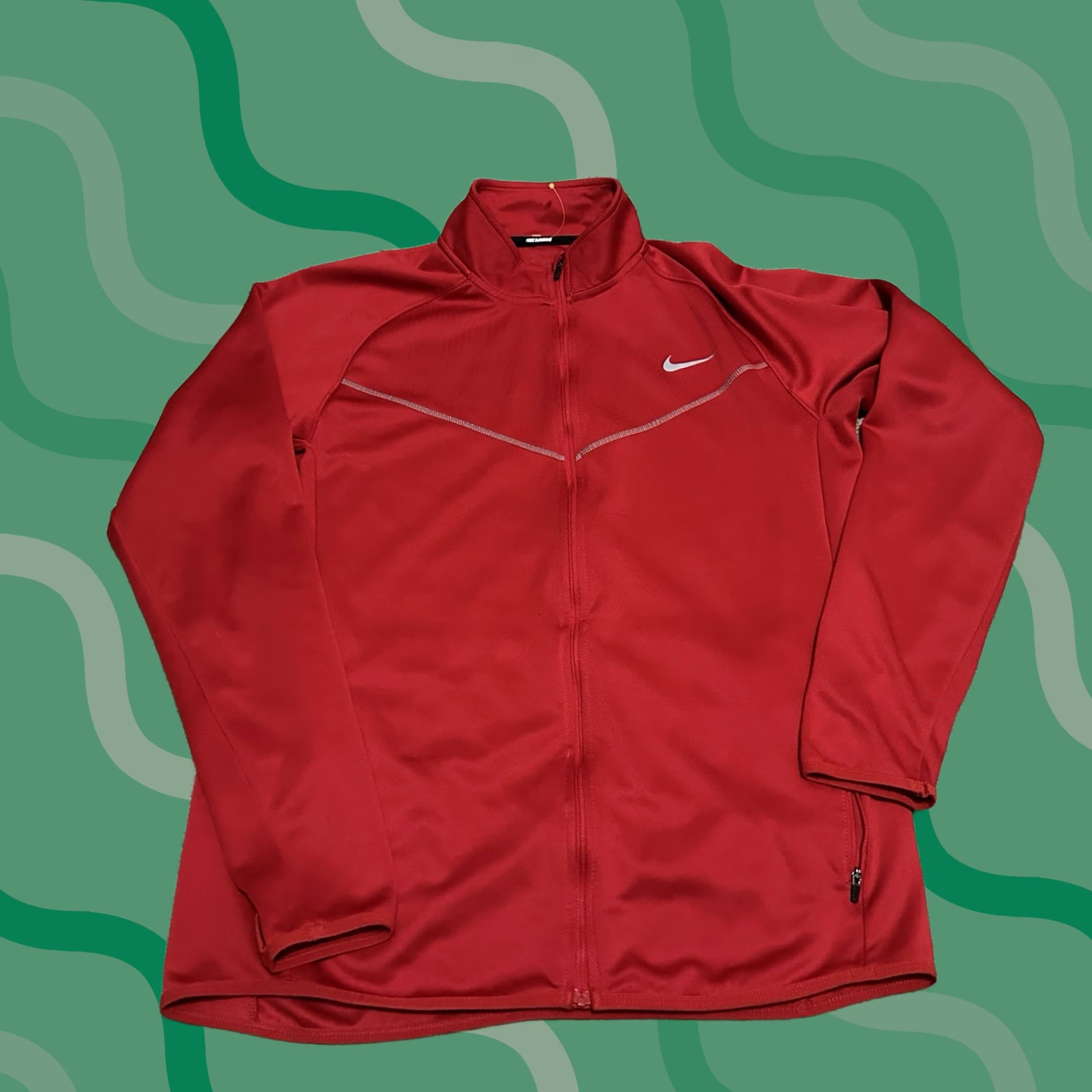 Nike Nike Dri-Fit Running Jacket Mens Large Full Zip Reflective Red Size US L / EU 52-54 / 3 - 1 Thumbnail