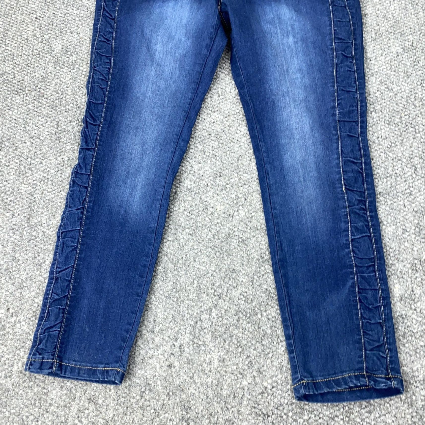 Vintage Novica Jeans Womens 14 Blue Jegging Skinny Stretch Denim Ruffle Side Trim Pants Size 36" / US 14 / IT 50 - 3 Thumbnail