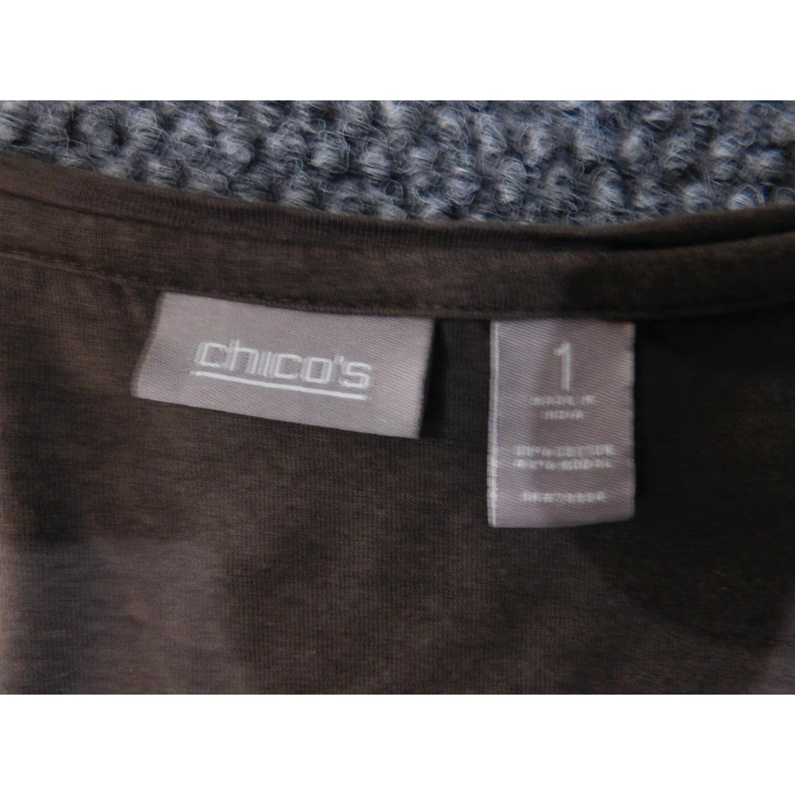 Vintage Chico's Shirt Womens Medium Brown Embellished Scoop Neck Long Sleeve Casual Size M / US 6-8 / IT 42-44 - 7 Thumbnail