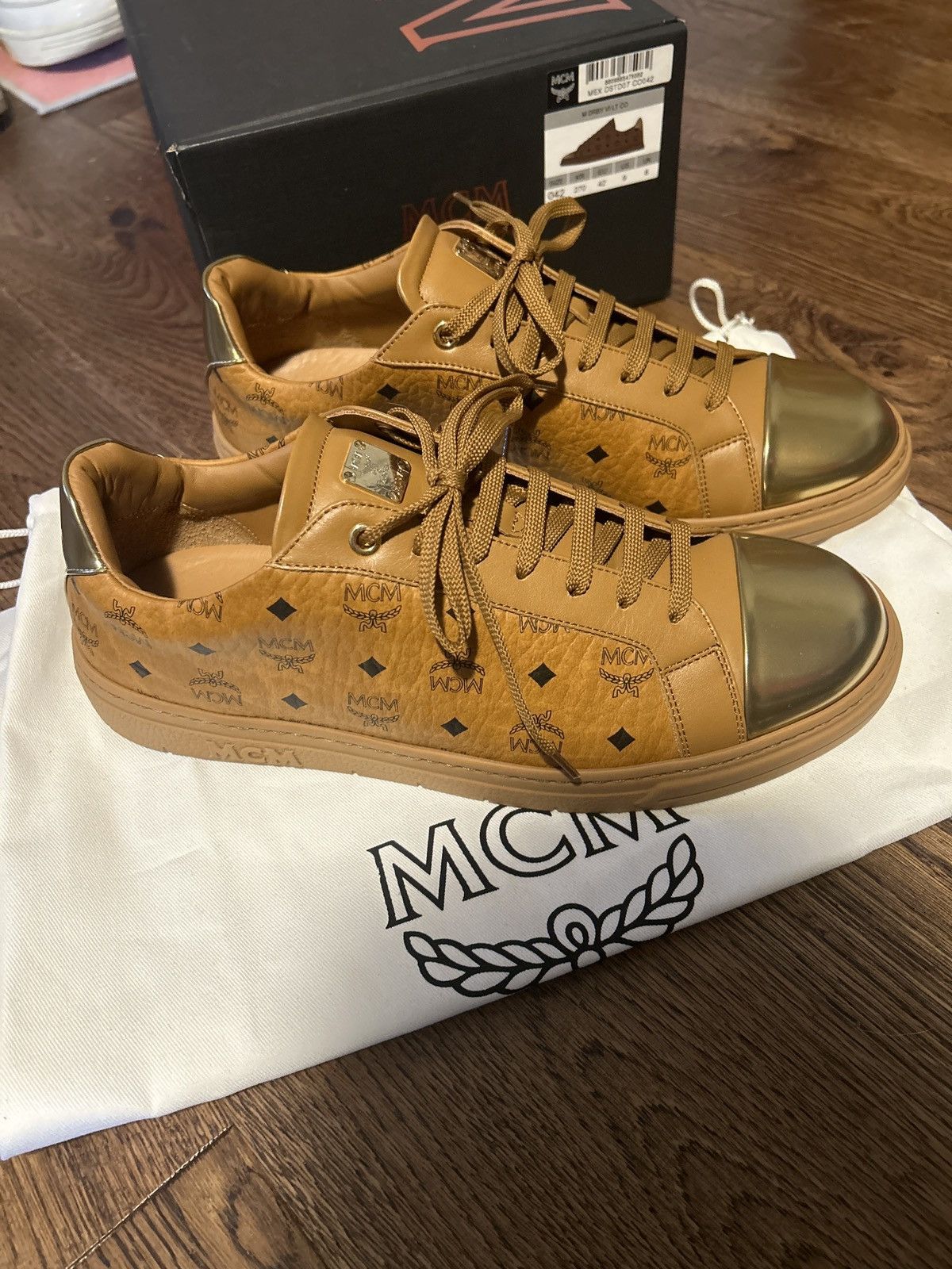 image of MCM Sneakers in Cognac Ecru, Men's (Size 9)