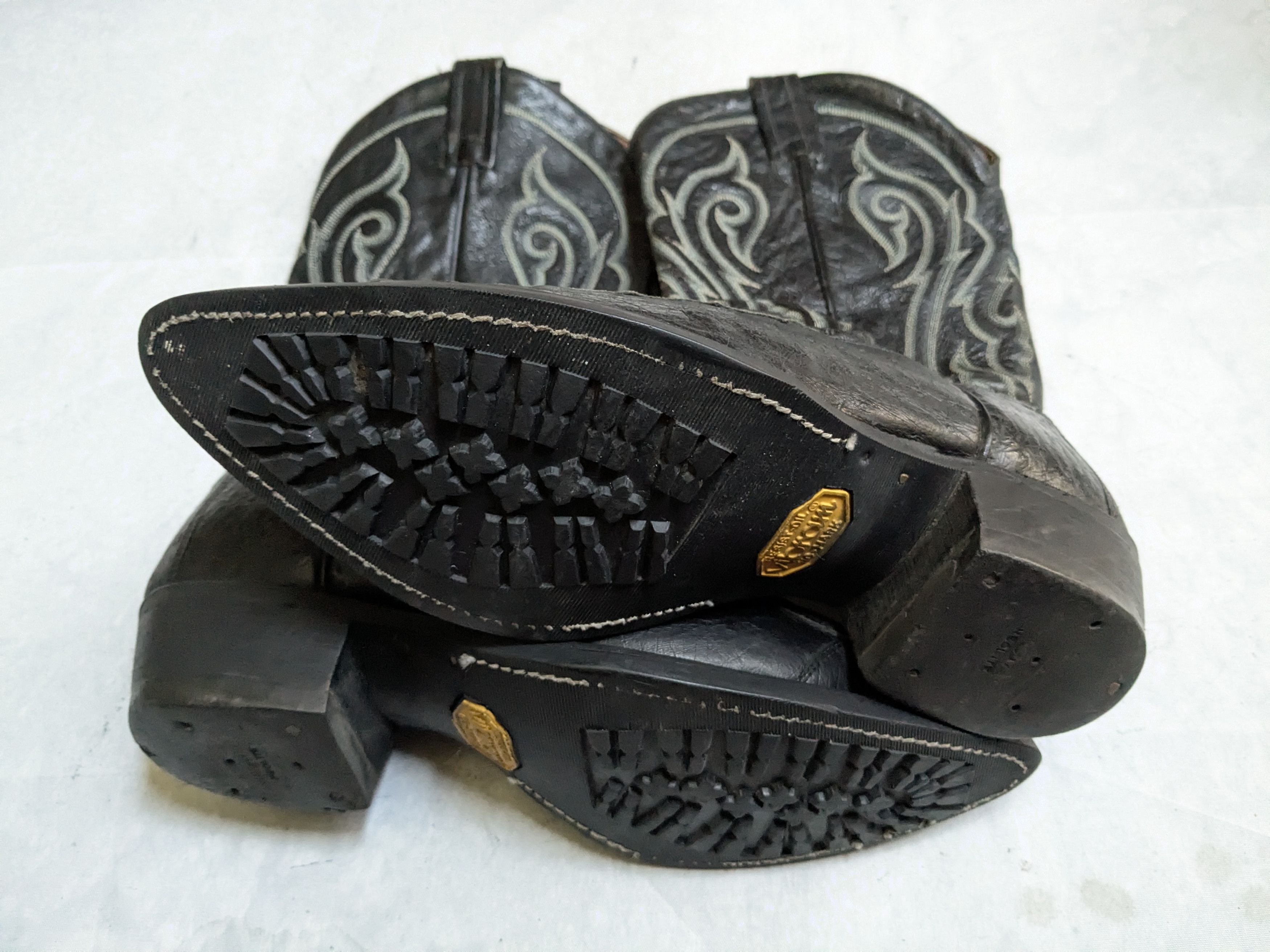 Tony Lama Tony Lama Cowboy Boots Ostrich Leather Black 9.5 D USA Size US 9.5 / EU 42-43 - 10 Thumbnail