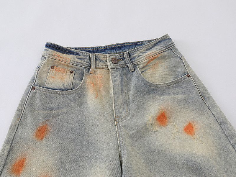 Vintage American retro tie-dye distressed curved jeans for men Size US 32 / EU 48 - 3 Thumbnail